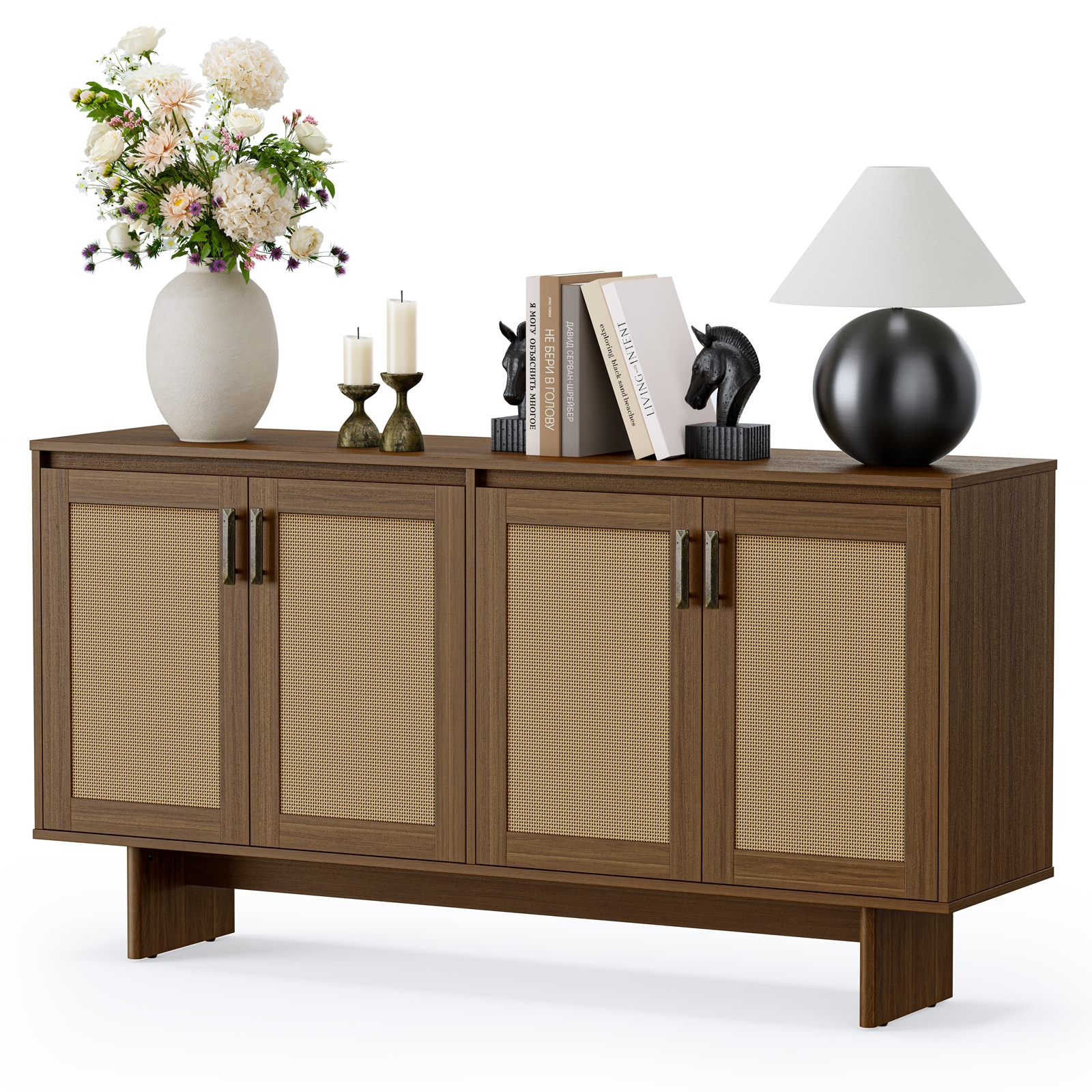 LTMATE - 60.24-in W 4 -Door Smoked Yellow Oak Accent Cabinet