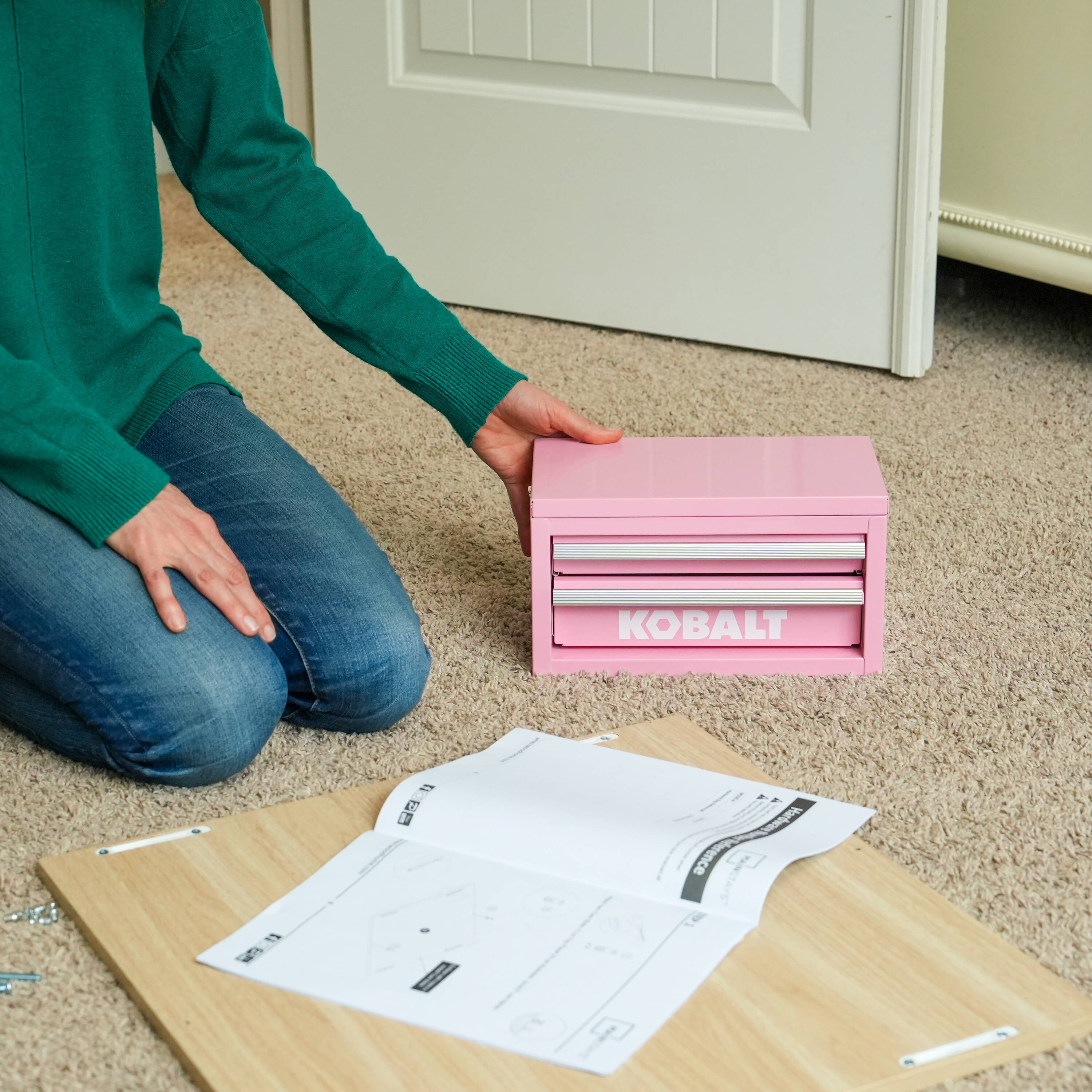 Kobalt Mini 10.83-in 2-Drawer Pink Steel Tool Box