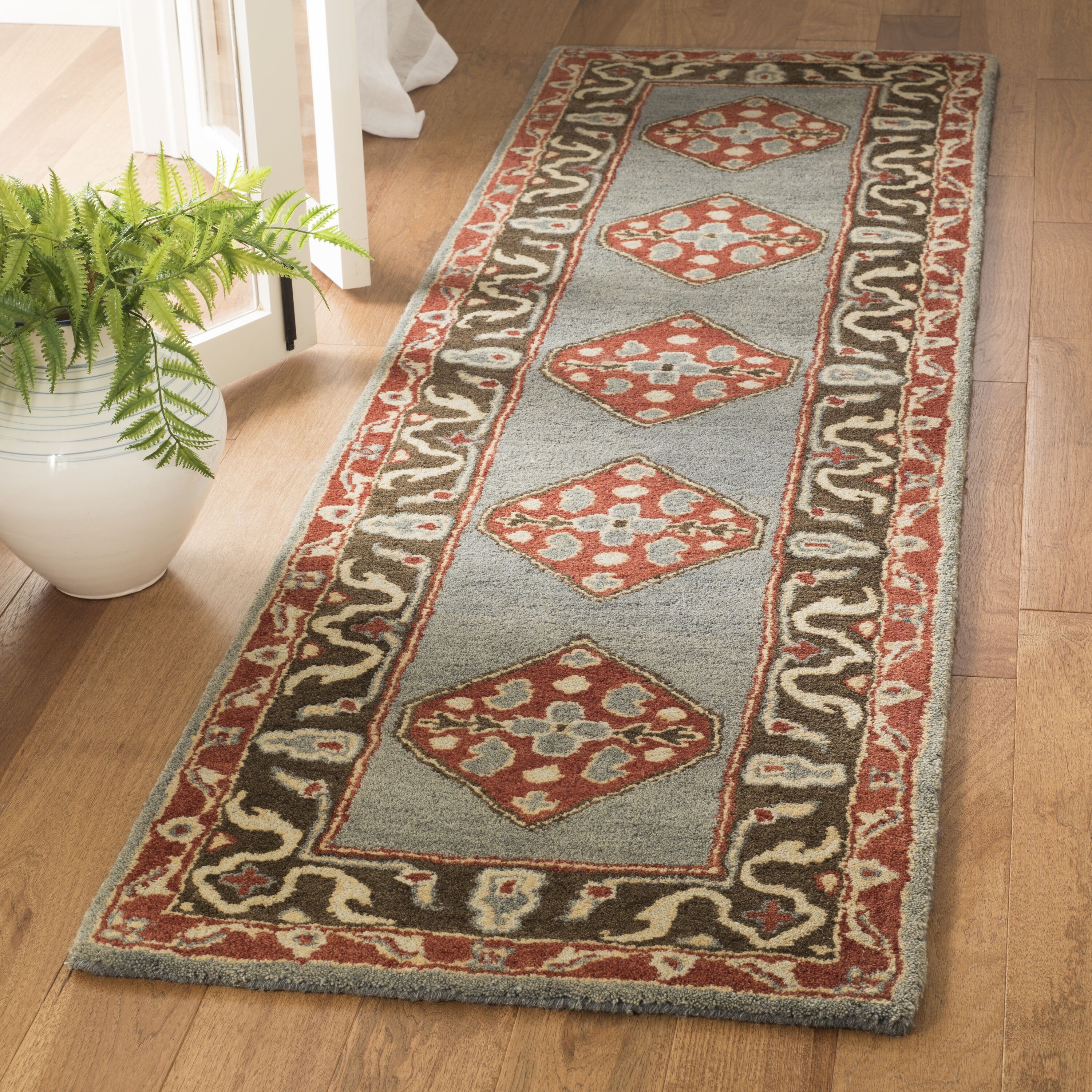 Heritage Blue and Charcoal Hand-Tufted Wool Runner Rug