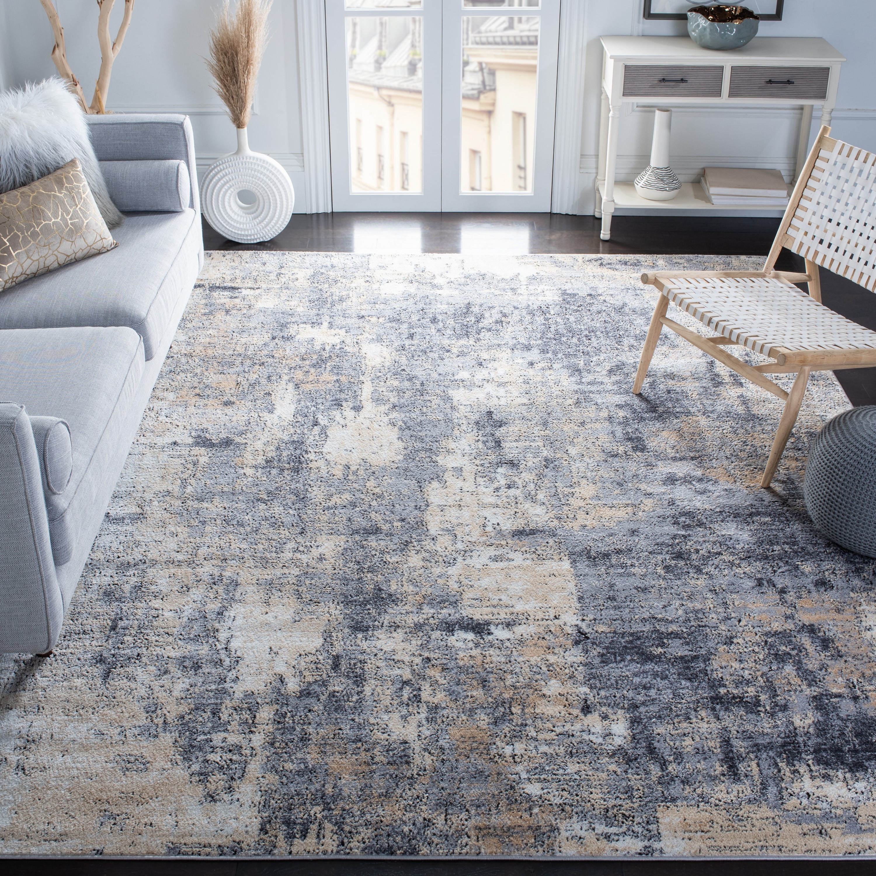 Safavieh ALA777H-5SQ Amelia Graine 5 x 5 (ft) Loomed Synthetic Gray/Gold Square Indoor Abstract Bohemian/Eclectic Area rug