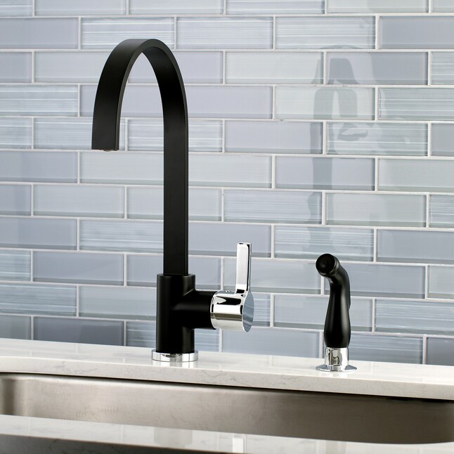 Kingston Brass Continental Chrome 1-Handle Deck-Mount High-Arc Handle Kitchen Faucet (Deck Plate Included) Kingston Brass Continental Chrome 1-Handle Deck-Mount High-Arc Handle Kitchen Faucet (Deck Plate Included)