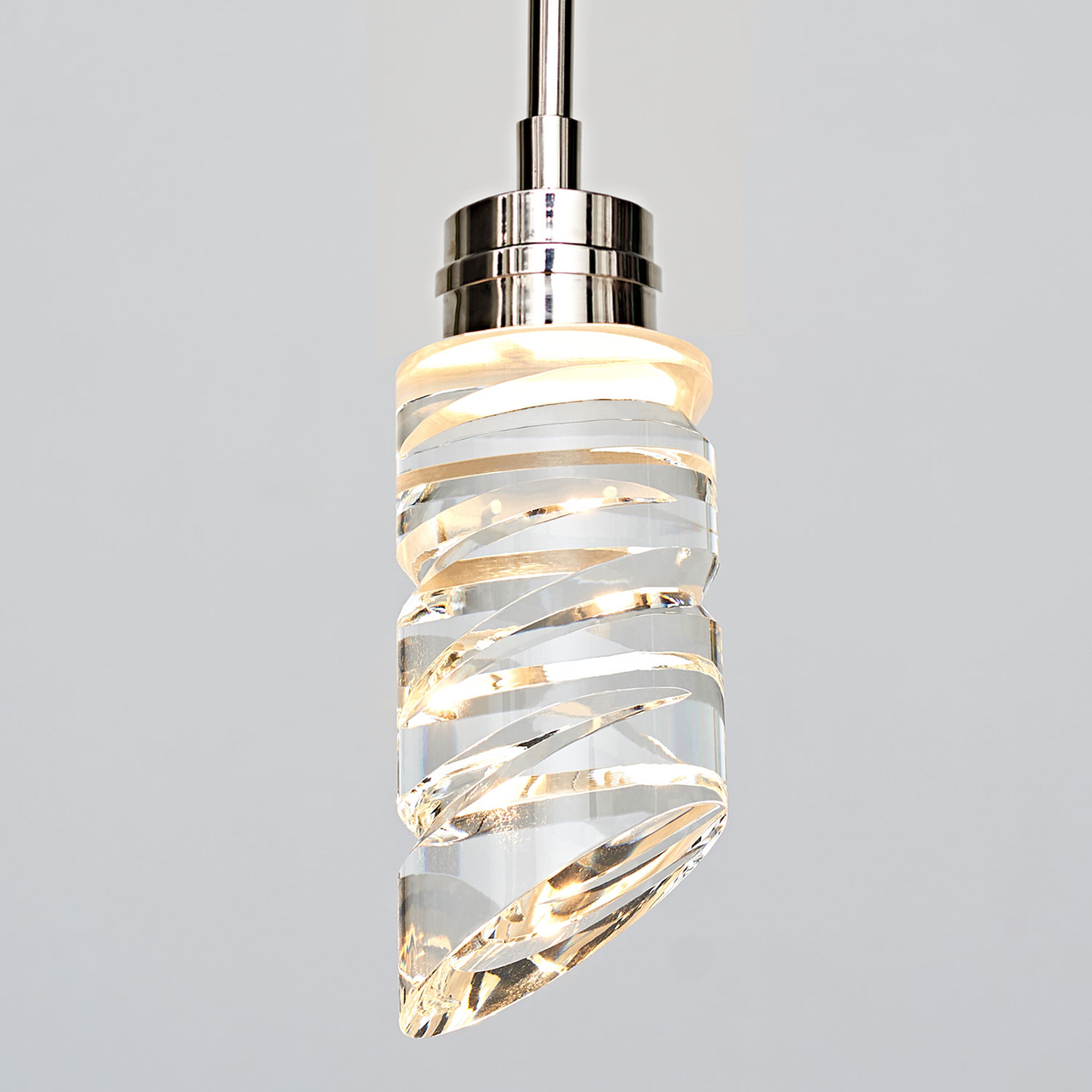 Elegant Mini LED Crystal Pendant Light in Polished Nickel