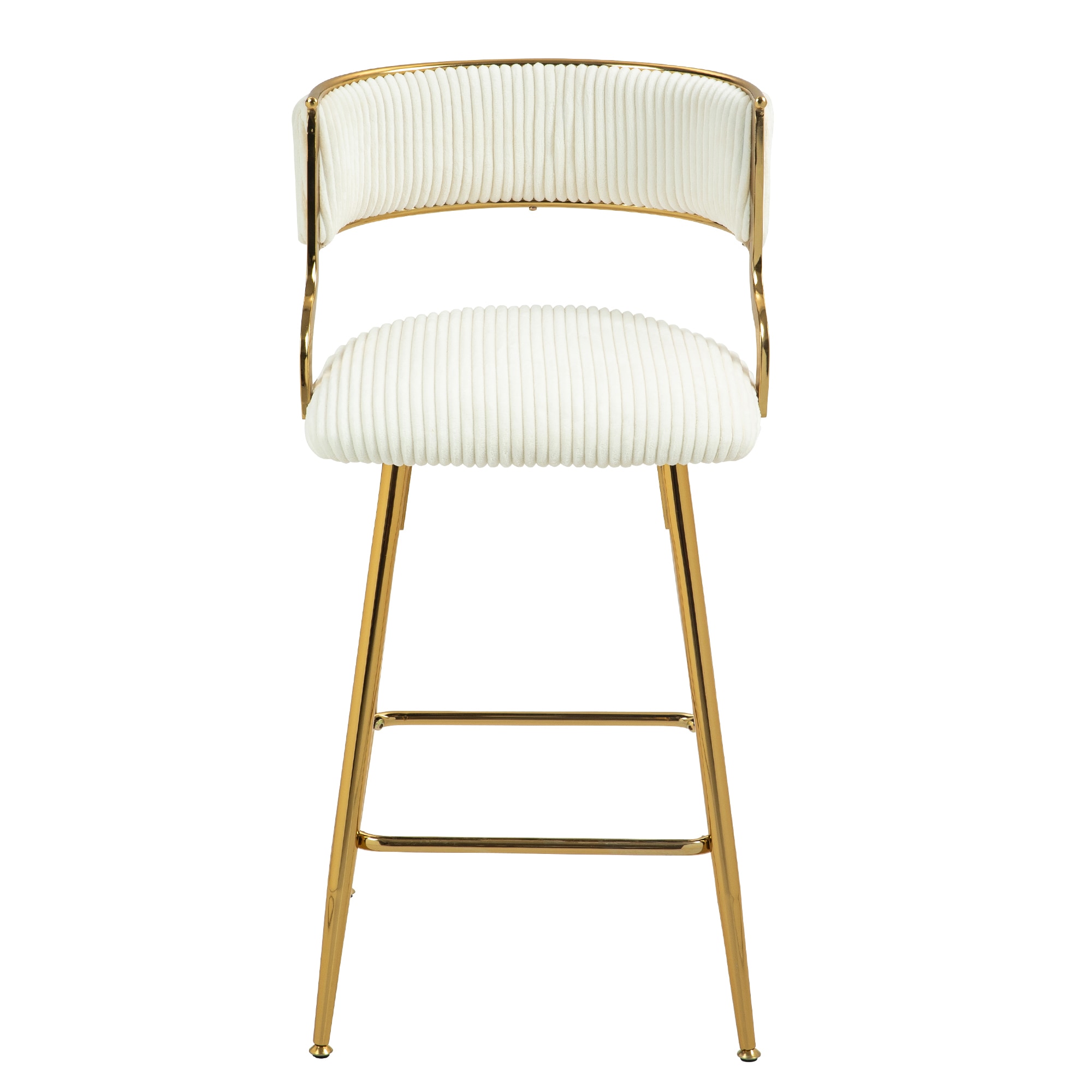 Bybafun YD3800053 Set of 2 Beige 26-in H Counter height (24-in to 27-in) Round Seat Upholstered Metal Back Bar Stool Back