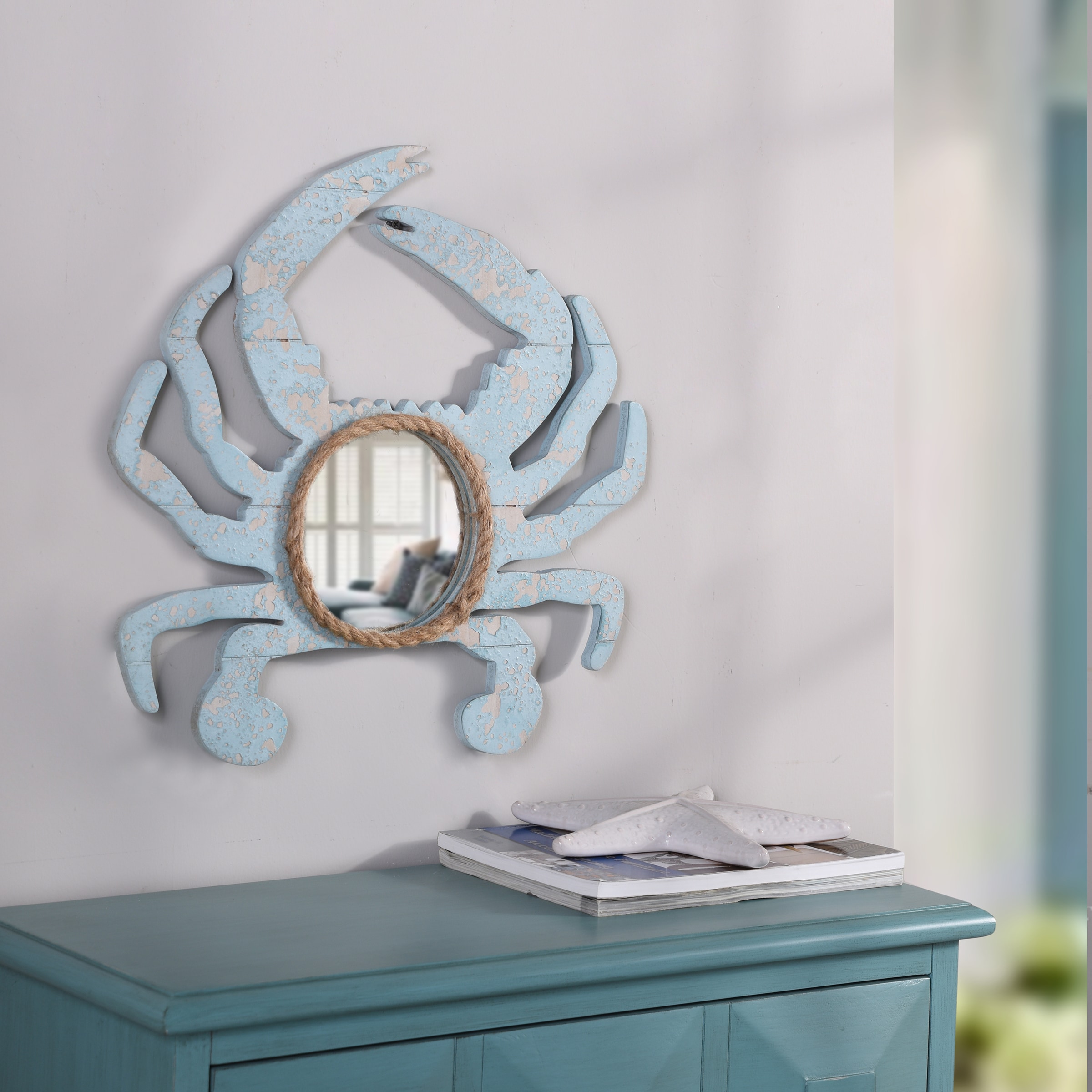 StyleCraft Home Collection MI12706DS 18-Inches W x 18-Inches H Irregular Light Blue Framed Full Length Wall Mirror