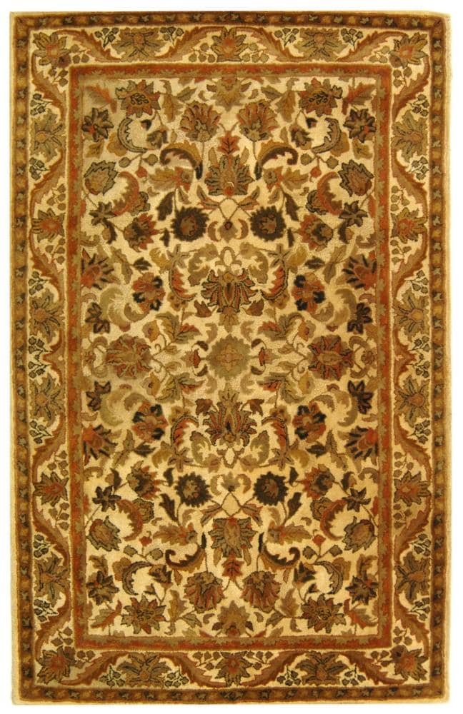 Safavieh AT52D-6 Antiquity Rudbar 6 x 9 (ft) Tufted Wool Gold Rectangular Indoor Floral/Botanical Vintage Area rug