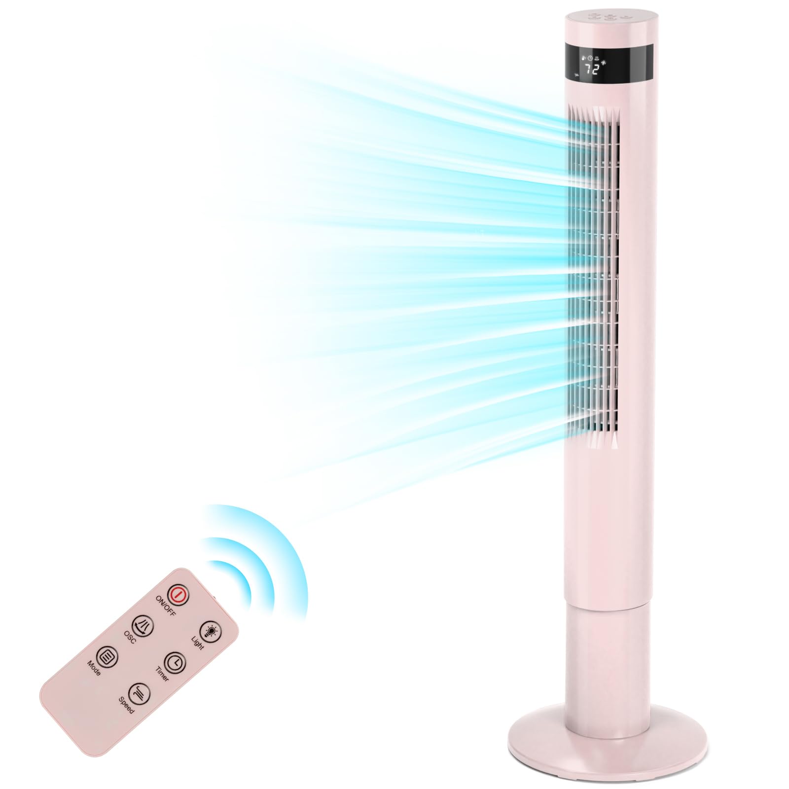 COWSAR LS53FAN14PK 43.31-in 120 -Volt Indoor Pink Oscillating Tower Fan with Remote