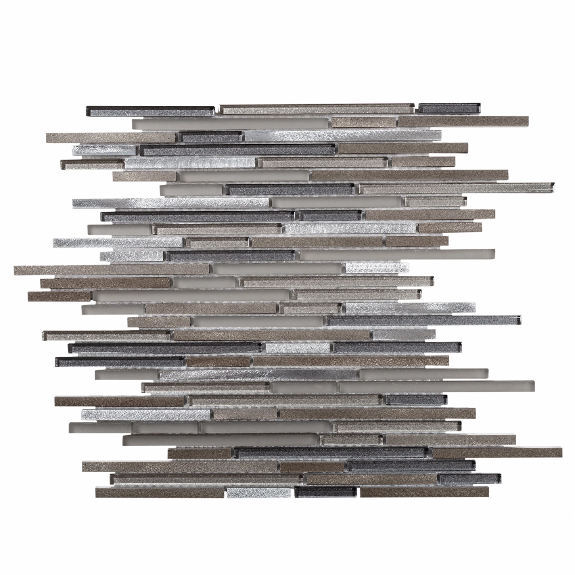 Apollo Tile APLCAS99005EC09 Gray 11-in x 11-in Glossy Glass/Metal Mosaic Floor and Wall Tile ( 4.83-sq ft Carton )