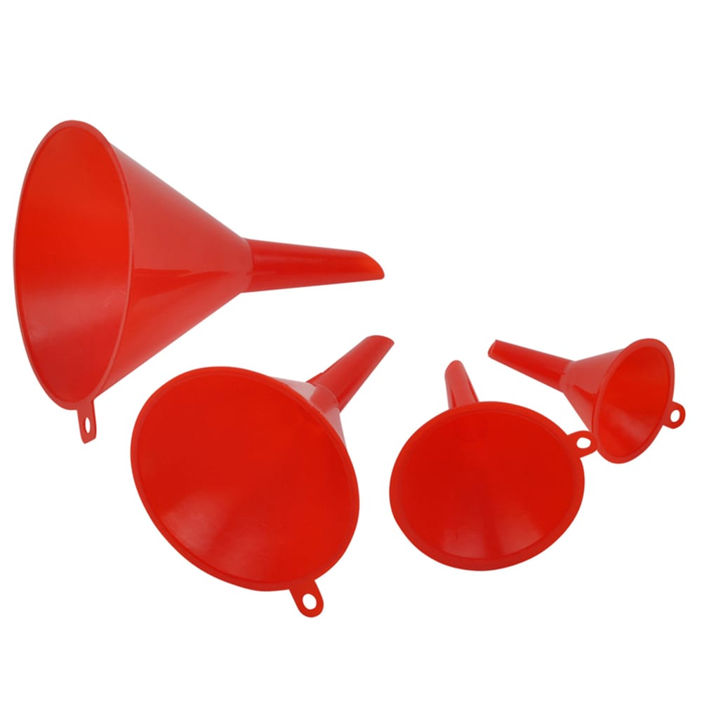 Home Plus H110601 Red Plastic Funnel  4 pc 1 set