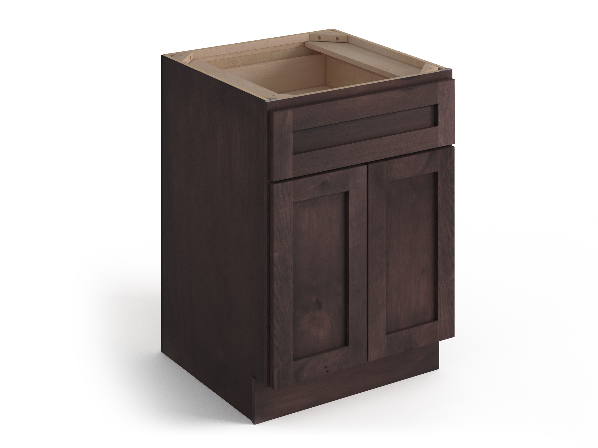 Valleywood Cabinetry 27-in W x 34.5-in H x 24-in D Rustic Hickory 3-Drawer Base Ready To Assemble Plywood Cabinet (Flat Panel Style)