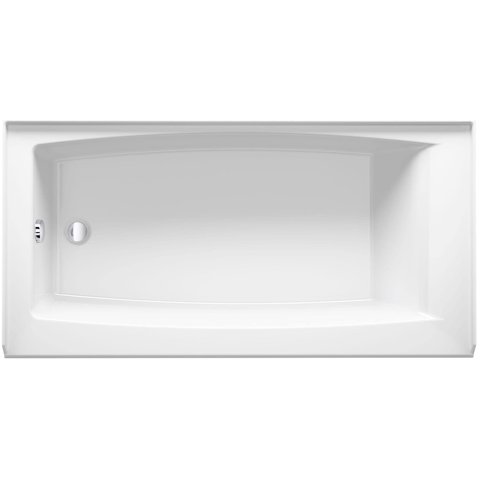 White Acrylic 60-Inch Alcove Bath with Left Hand Drain