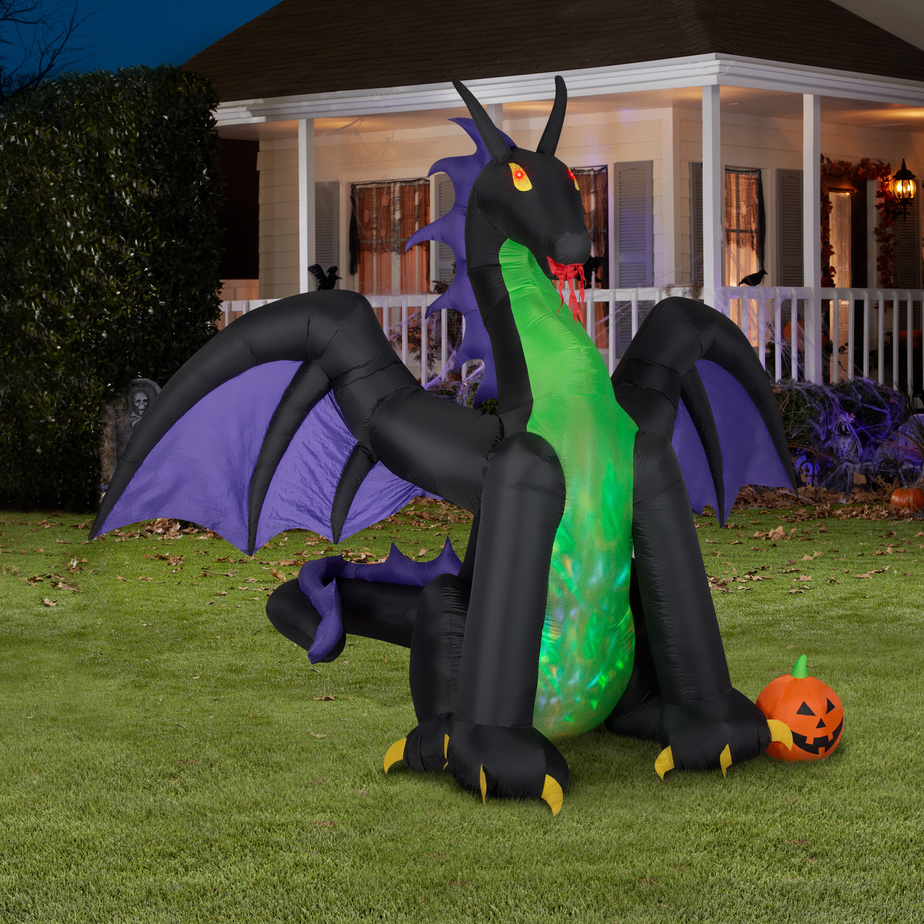 Gemmy Details About 12 Inflatable Dragon with Color Changing and Moving Head Indoor/Outdoor Holiday Decoration 