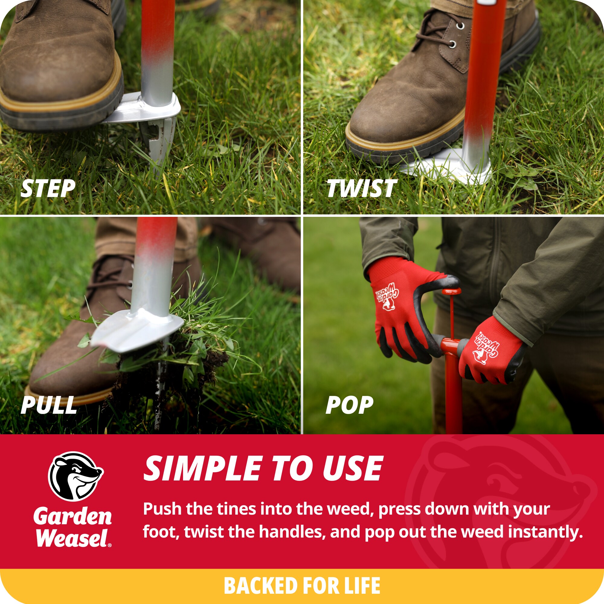 Garden Weasel Red Steel Precision Tip Weed Cutter
