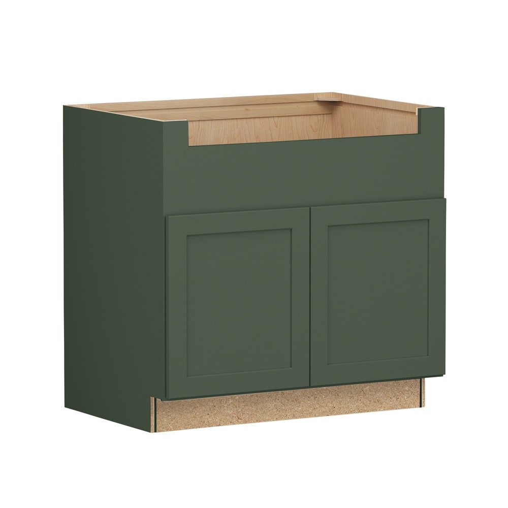 Shenandoah Breckenridge FOL 36-in W x 34.5-in H x 24-in D Sage Sink Base Fully Assembled Cabinet Recessed Panel Shaker