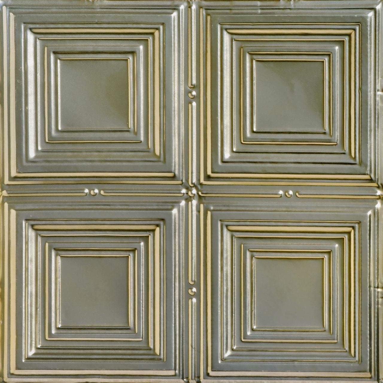 From Plain to Beautiful in Hours SKPC320-GN-24X24-D-6 2-ft x 2-ft Cubism Gold Nugget Steel Drop Ceiling Tile ( 6 -Pack, 24-Sq. Feet / Case )