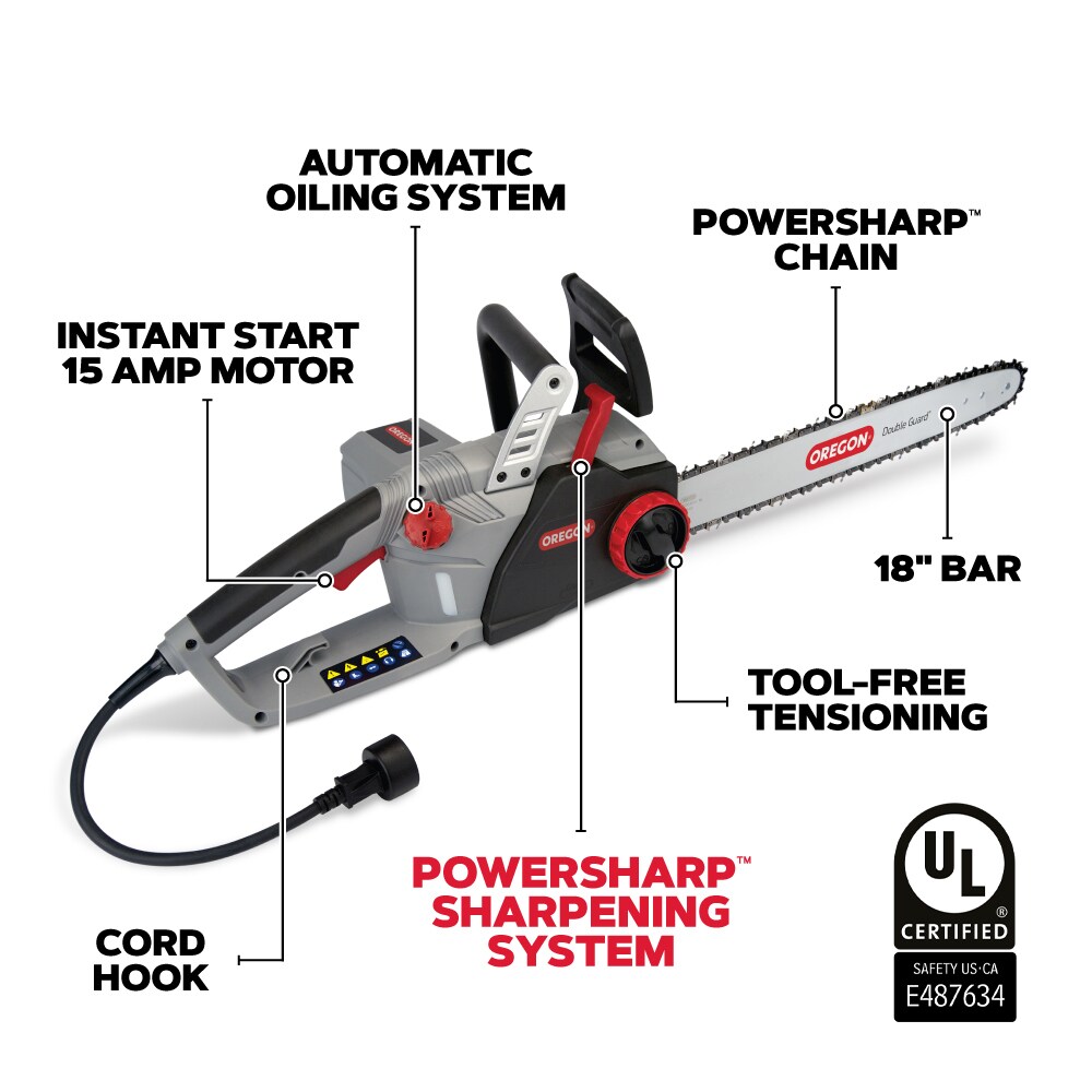 Oregon CS1500 18-inch 15 Amp , Self-Sharpening Corded Electric Chainsaw
