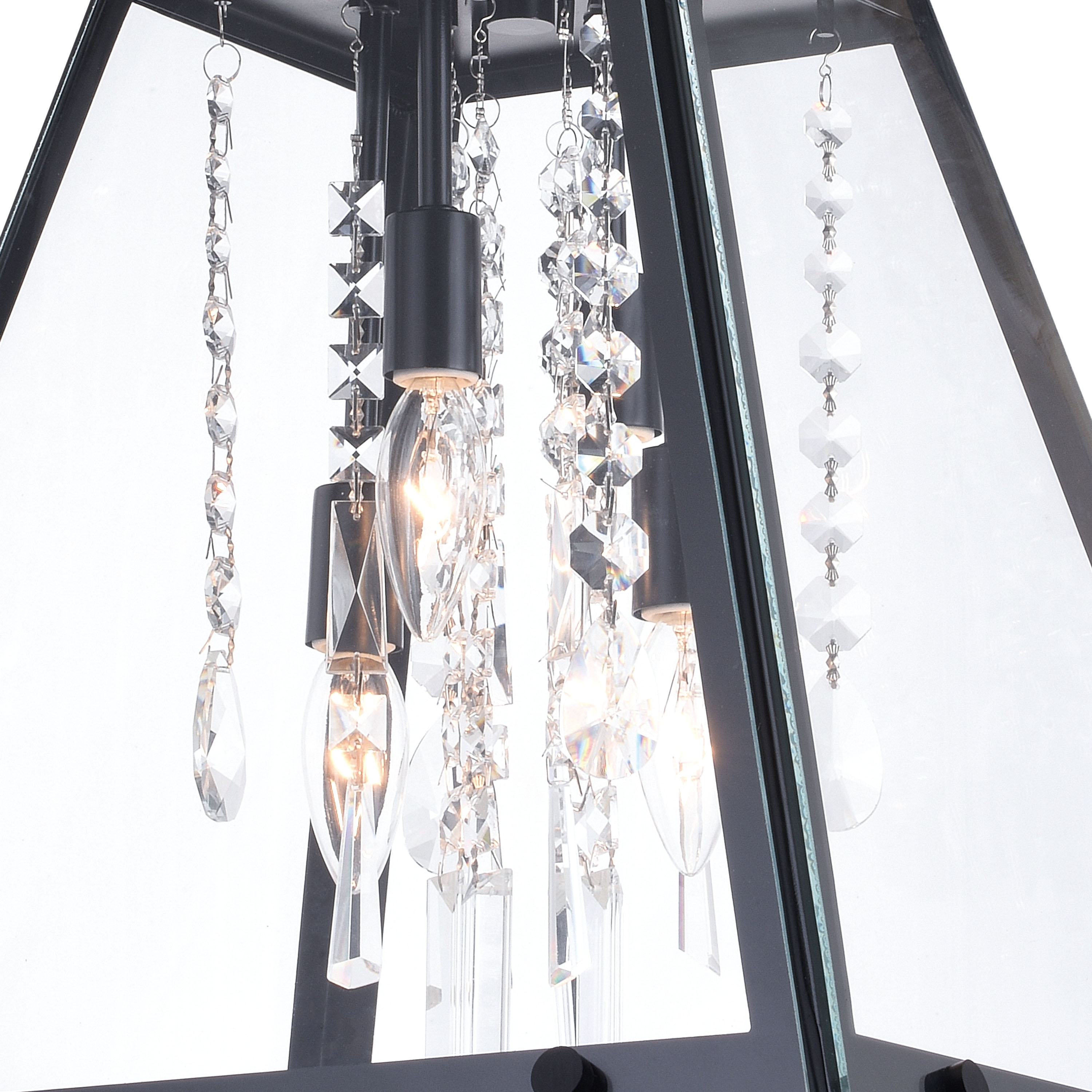 Tremont Urban Loft 15" Mini Pendant in Matte Black with Crystal Strands