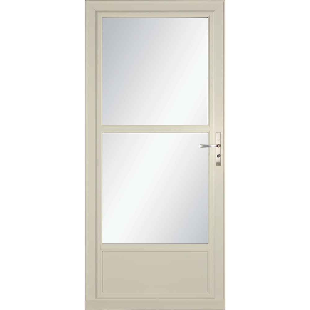 Tradewinds Selection 32-in x 81-in Almond Mid-view Retractable Screen Aluminum Storm Door with Brushed Nickel Handle in Off-White | - LARSON 1460608117S