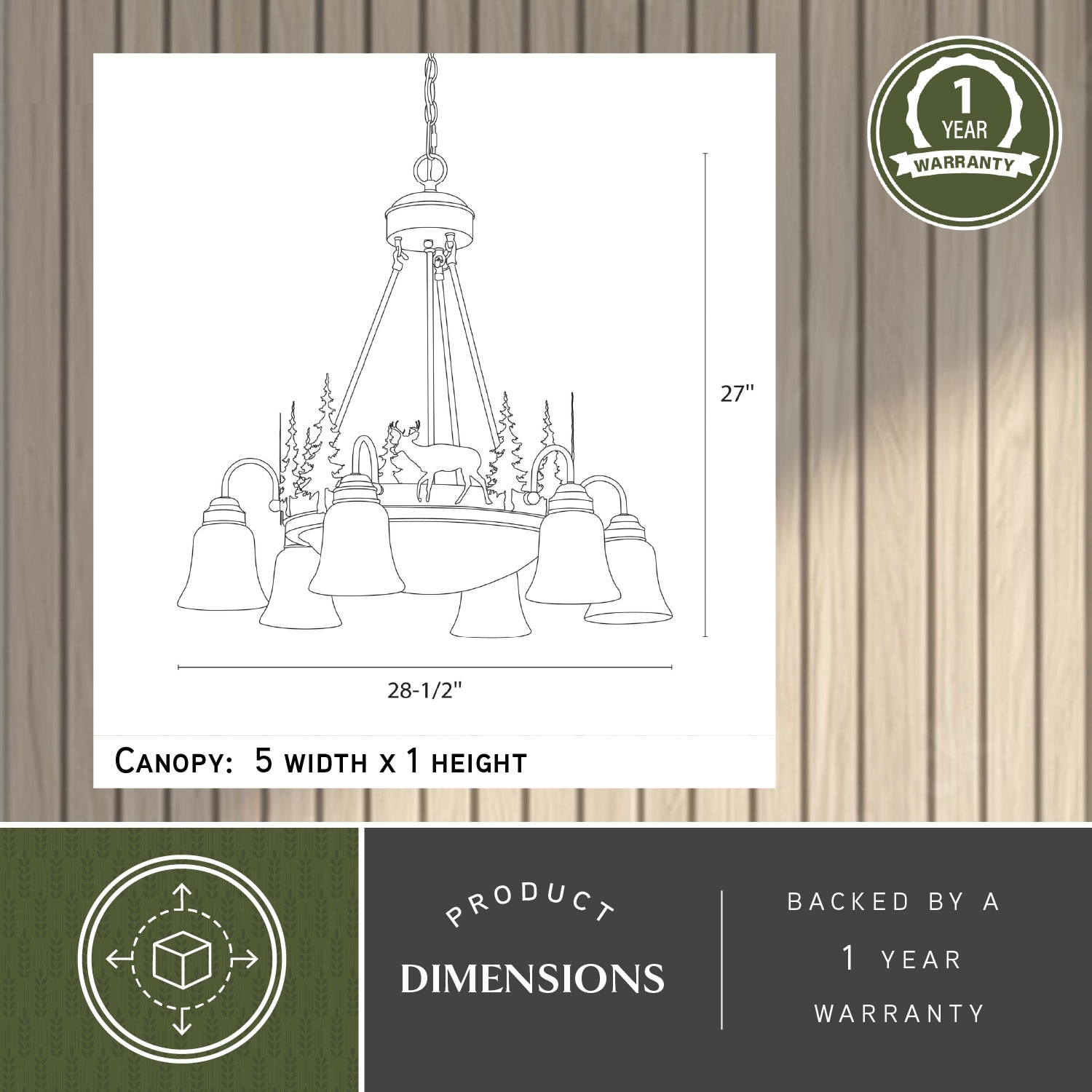 Rustic Deer Silhouette 9-Light Chandelier in Burnished Bronze