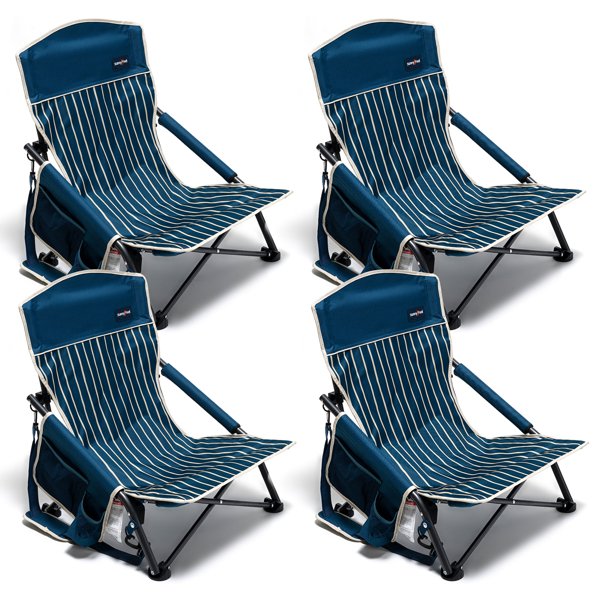 Clihome CL-P4AC2417GBU3 Polyester Dark Blue Folding Beach chair Carrying Strap/Handle Included