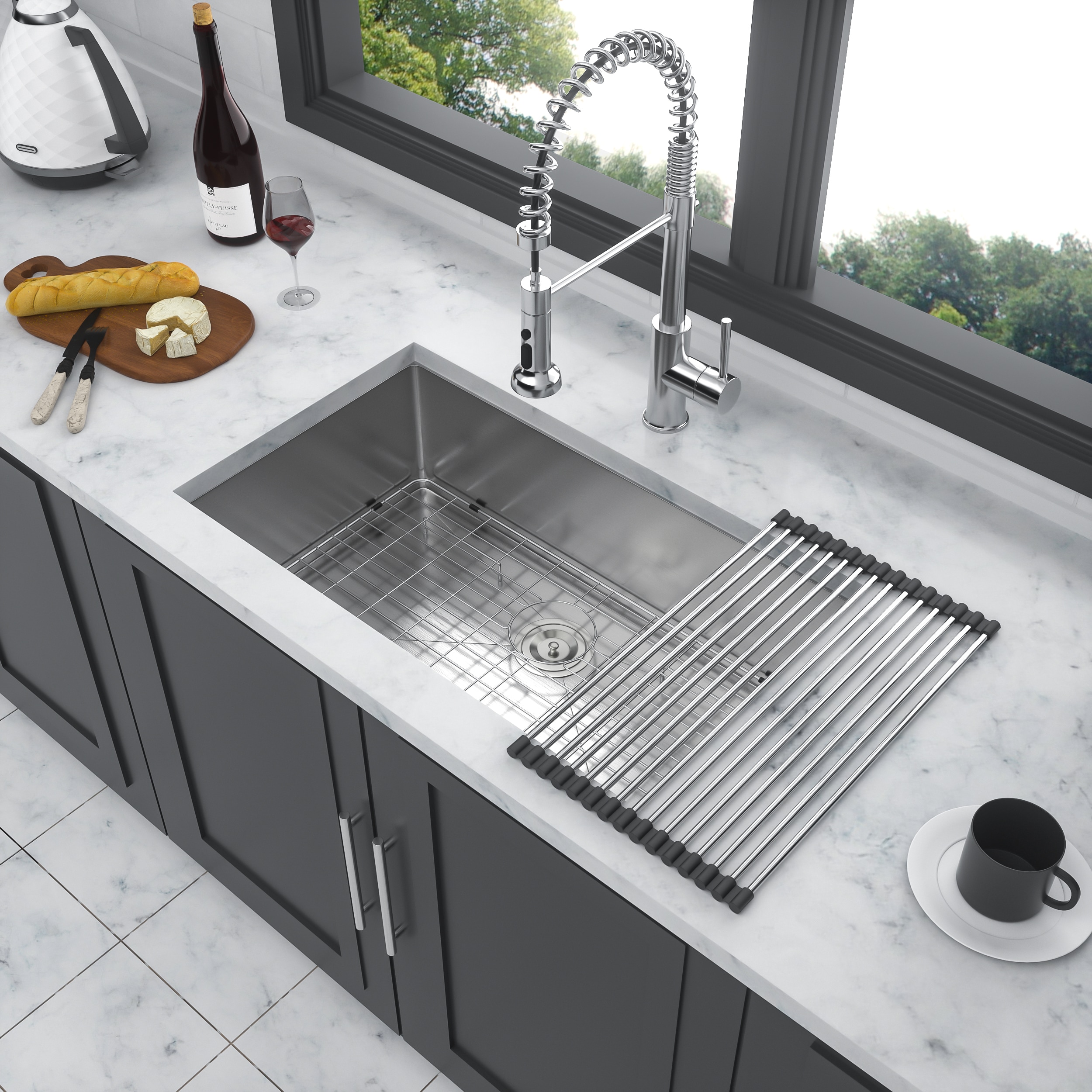 Lirago 33 inch Undermount Sink 33 in x 19 in x 10 in Undermount Stainless Steel Kitchen Sink 16 Gauge 10 inch Deep Single Bowl Kitchen Sink Basin