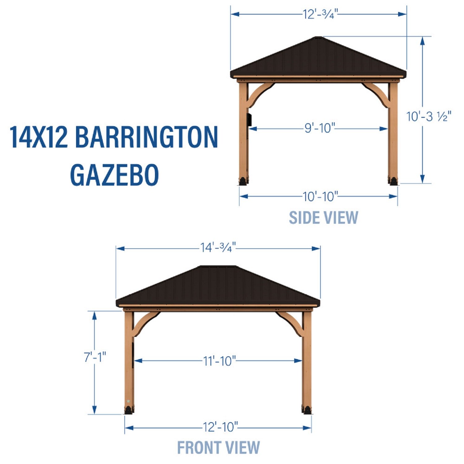 Barrington Cedar and Steel 14x12 Outdoor Gazebo