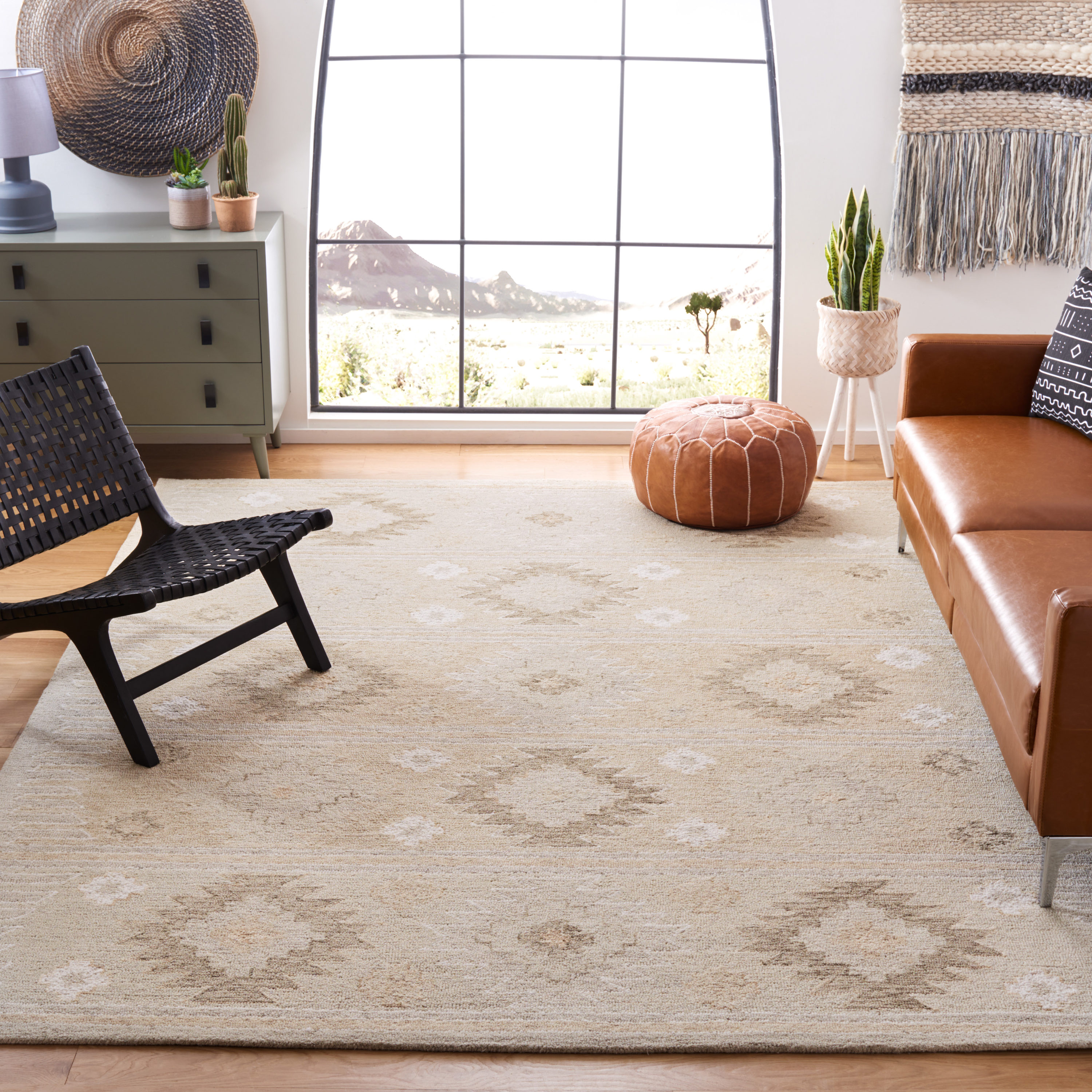 Capri Hand-Tufted Wool Rug in Beige - 5' x 8' Rectangular Design