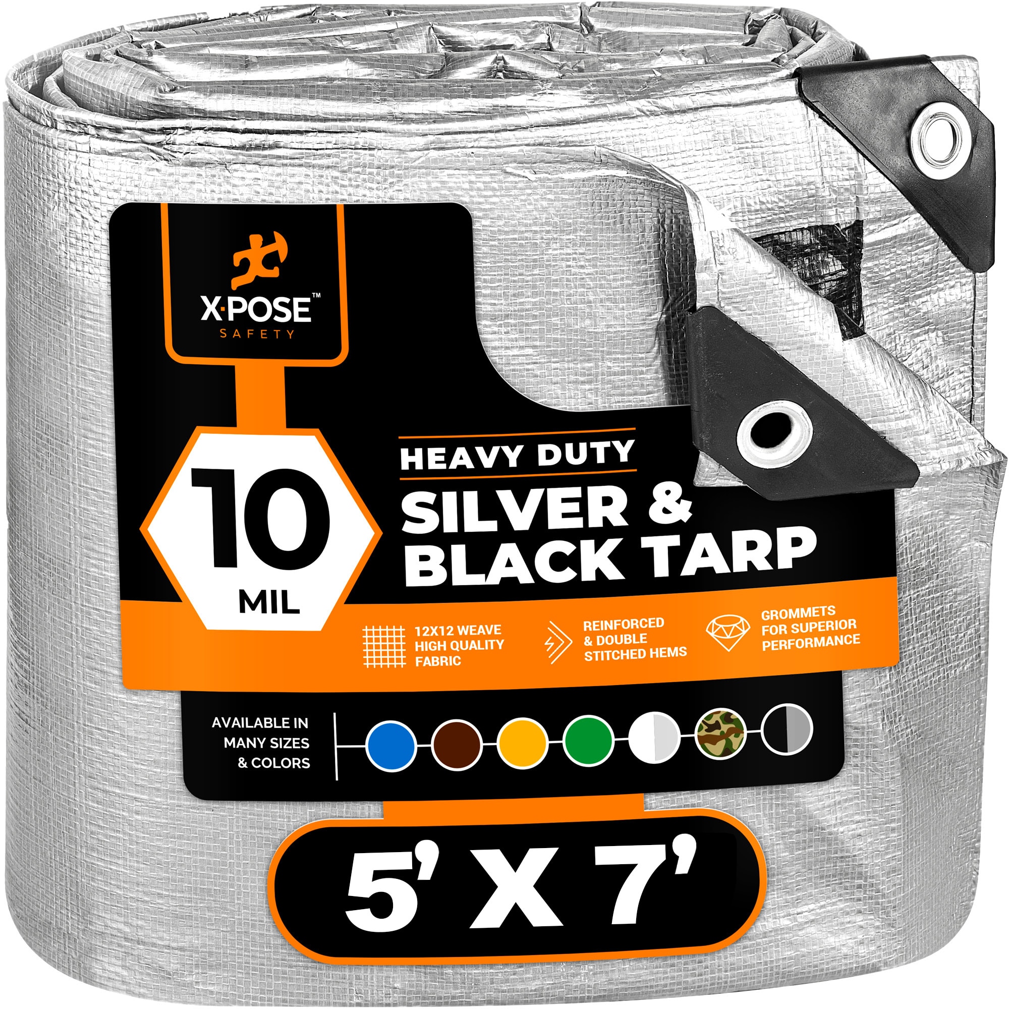 XPOSE SAFETY STH-57-X 5-ft x 7-ft Silver Waterproof Commercial Polyethylene 10-mil Tarp
