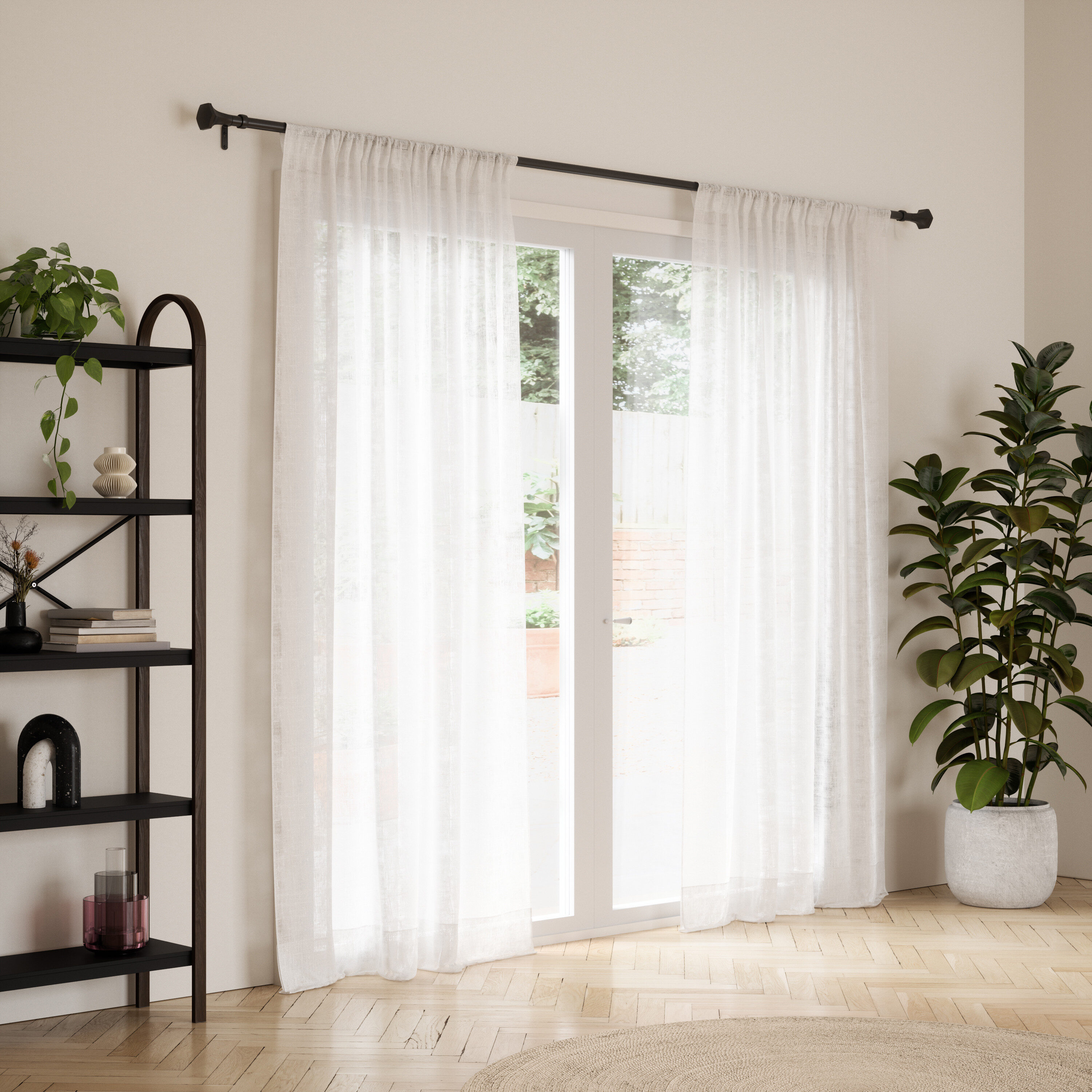Sita Matte Black Adjustable Steel Curtain Rod 36-72 Inches
