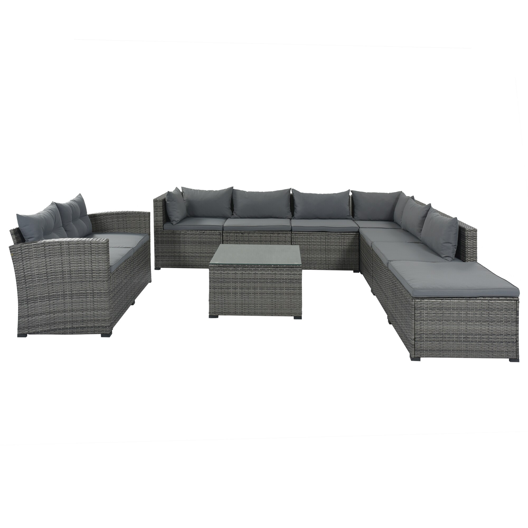 grens actie pepermunt Mondawe 9-Piece Wicker Patio Conversation Set with Gray Cushions in the  Patio Conversation Sets department at Lowes.com