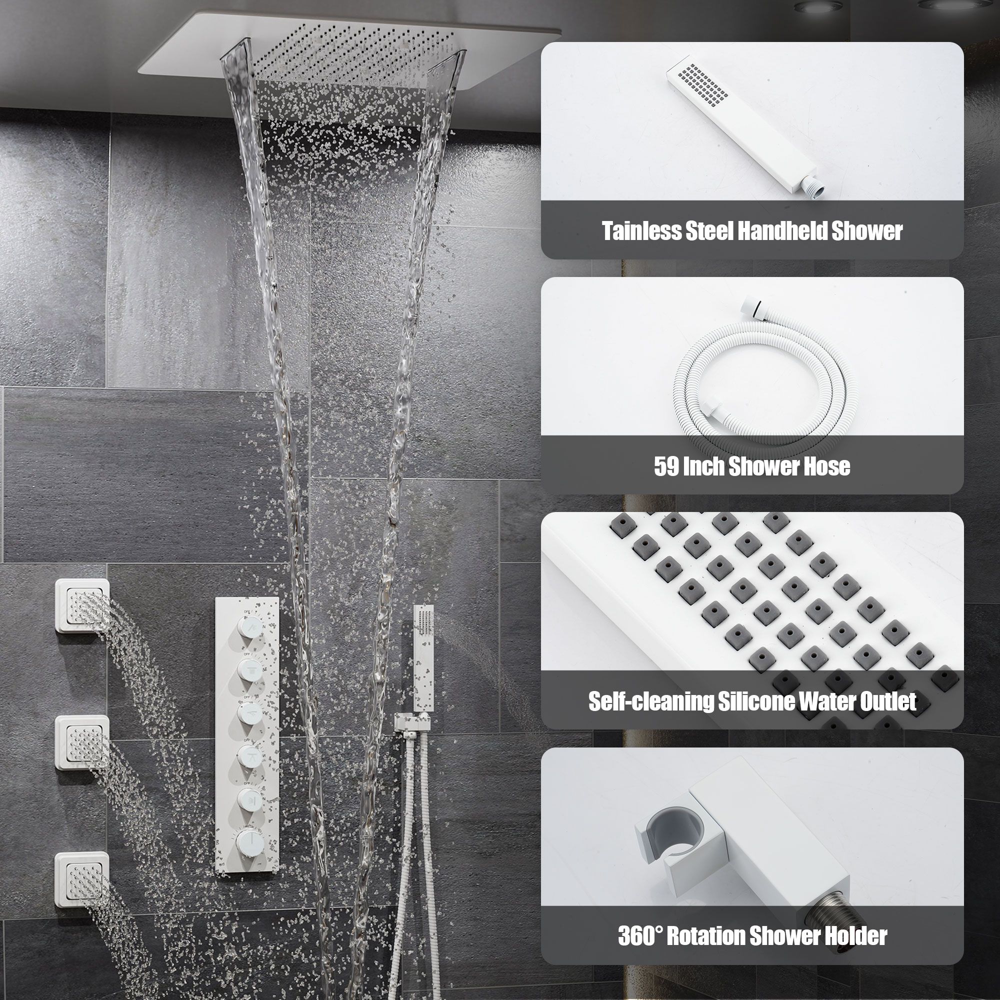 CASAINC KCHS0002-MW Showerhead-Bar-Panels - View #8