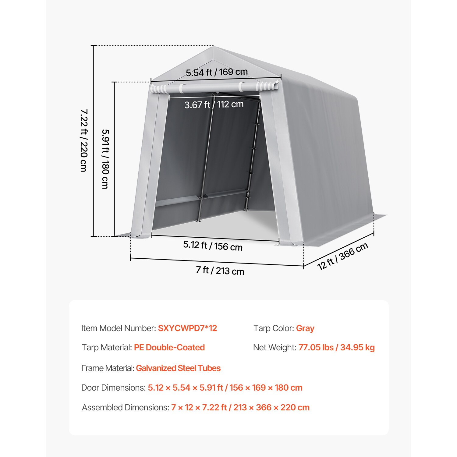 VEVOR SCTYCWP7FTX112438V0 Carport-Covers - View #7