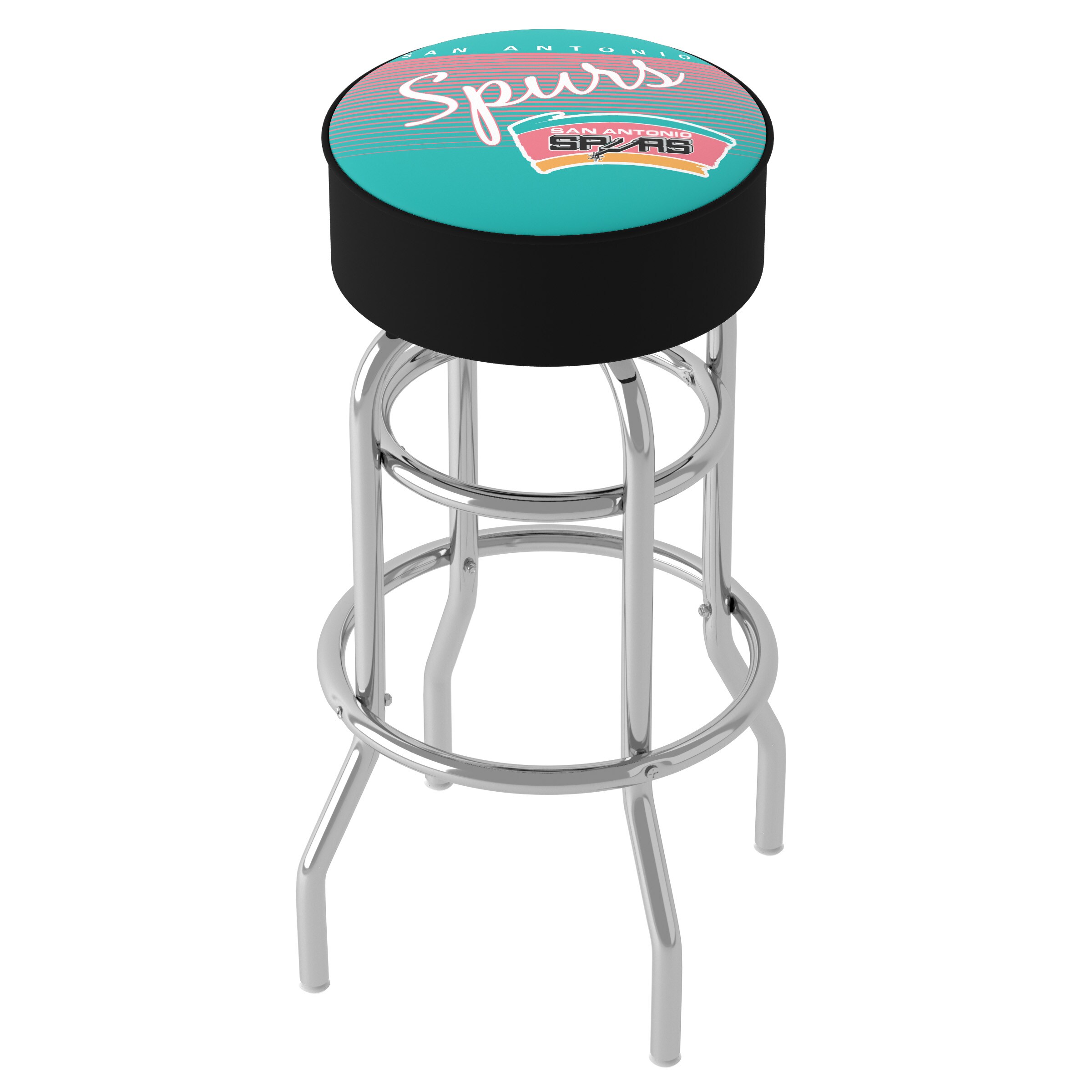 Trademark Gameroom NBA1000HC-SAS-TWN San Antonio Spurs San Antonio Spurs 31.0-Inches H Bar height Round seat Upholstered Swivel Metal Bar Stool