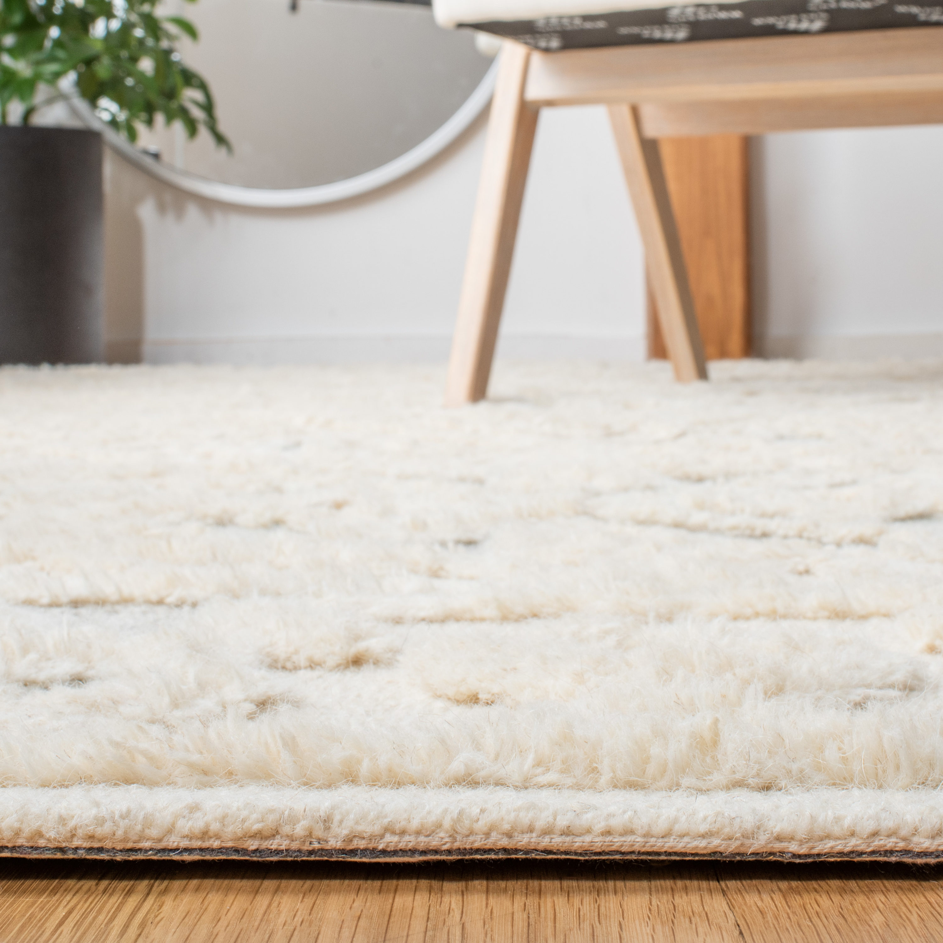 Ivory Elegance Square Hand-Tufted Wool Area Rug - 6'