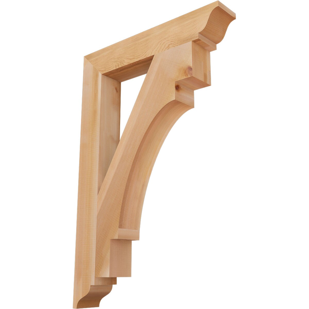 Ekena Millwork BKT04X24X36MRC01SWR Merced traditional smooth 3-1/2-in x 24-in x 36-in Western red cedar Brown Wood Standard bracket