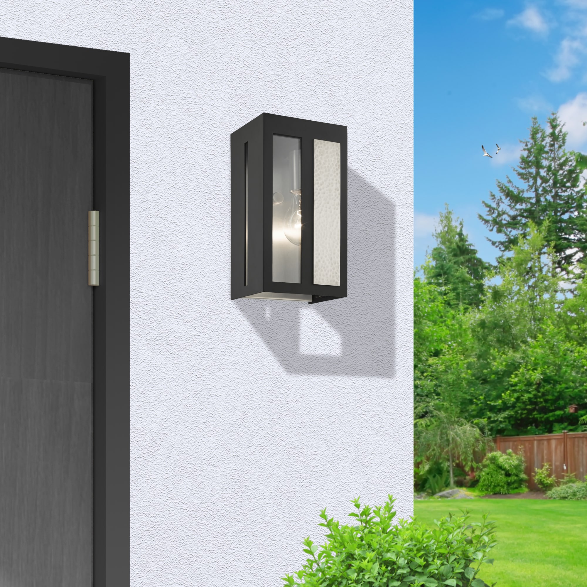 Livex Lighting 27411-04 Lafayette 1 -Light 9-in H Matte Black Hardwired Outdoor Wall Light