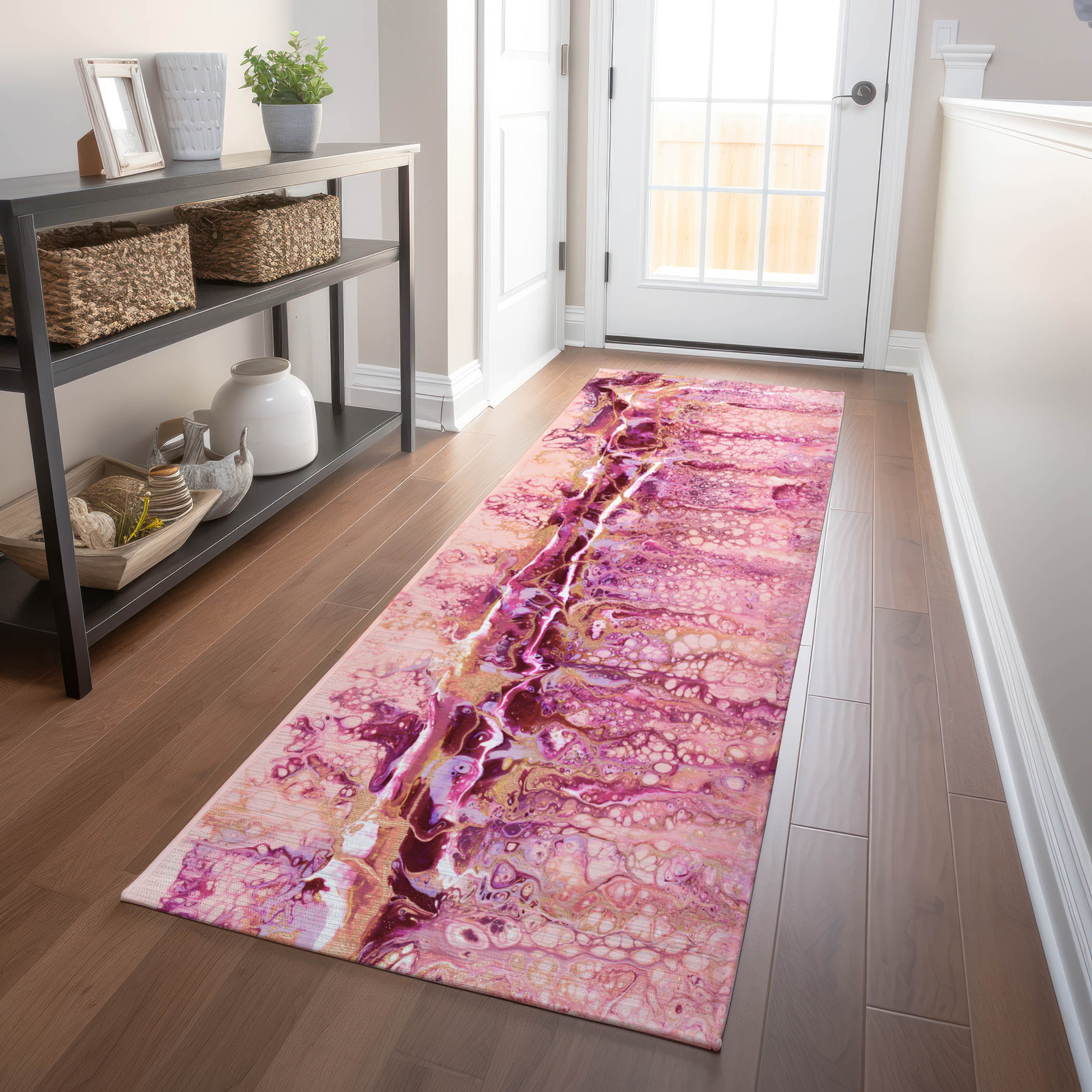 Addison Rugs AMF61BE2X8 Mayfield AMF61BE 2 x 7 (ft) Loomed Polyester Berry Rectangular Indoor Abstract Machine washable Runner rug
