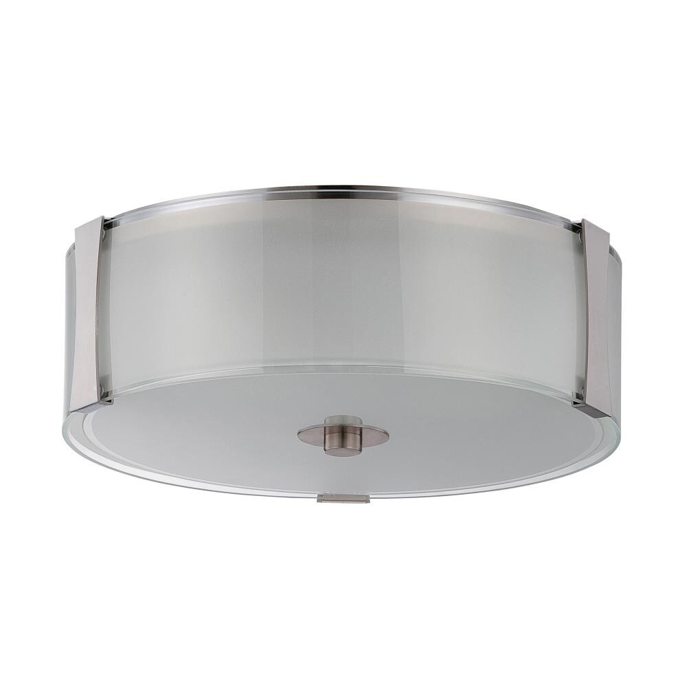 Sunset Lighting F9512-80 Rowley 1-Light 14-in Bright Satin Nickel LED Flush Mount Light ENERGY STAR