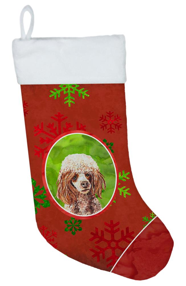 Caroline's Treasures Red Miniature Poodle Red Snowflakes Holiday ...
