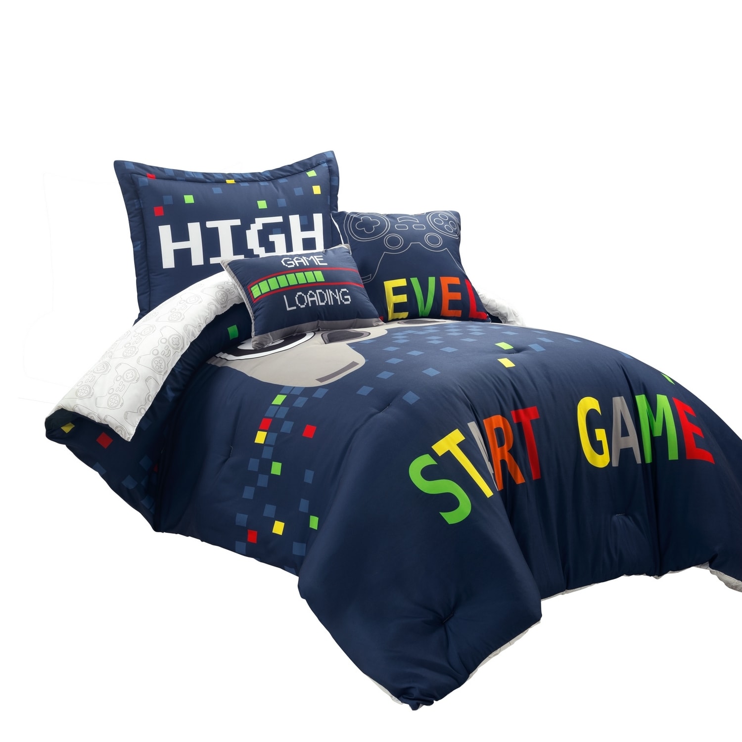 Navy Reversible Twin Microfiber Kids' Comforter Set