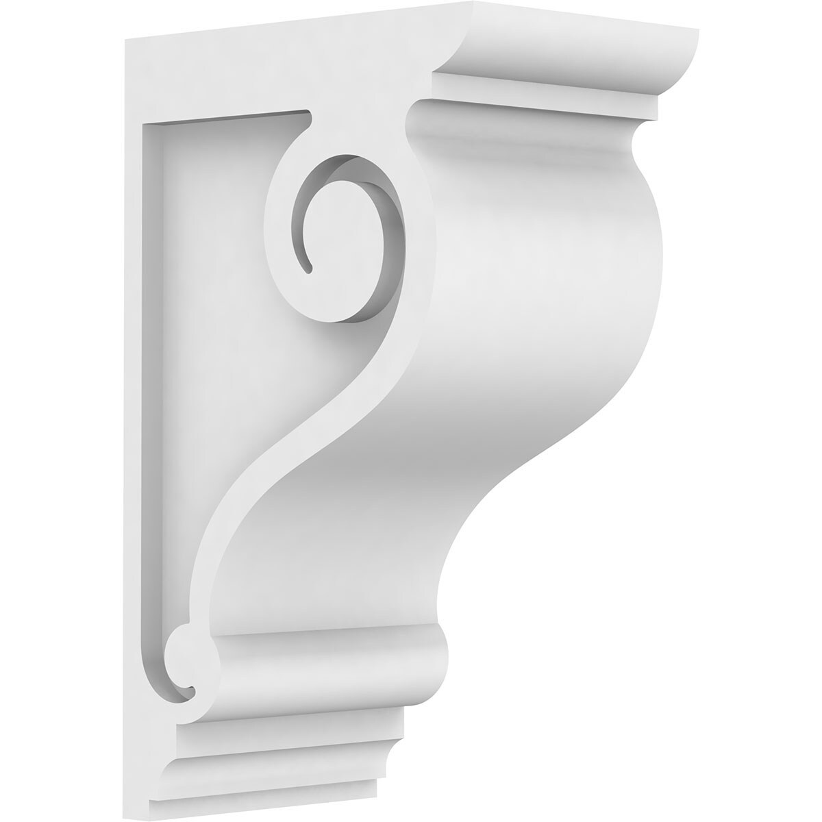 Ekena Millwork CORP03X06X10SCR 3-in x 6-in x 10-in Standard scroll Unfinished White PVC Paintable Corbel