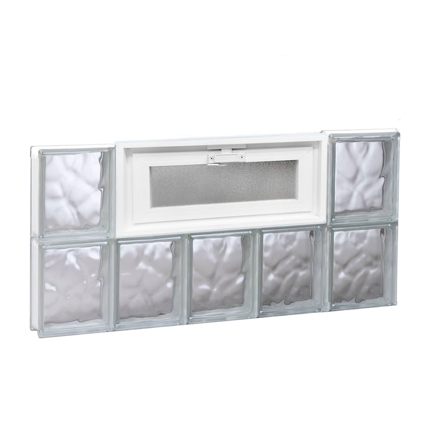 REDI2SET V3016DC Wavy Glass 28-3/4-in x 15-1/2-in Frameless Replacement Vented Glass Block Window