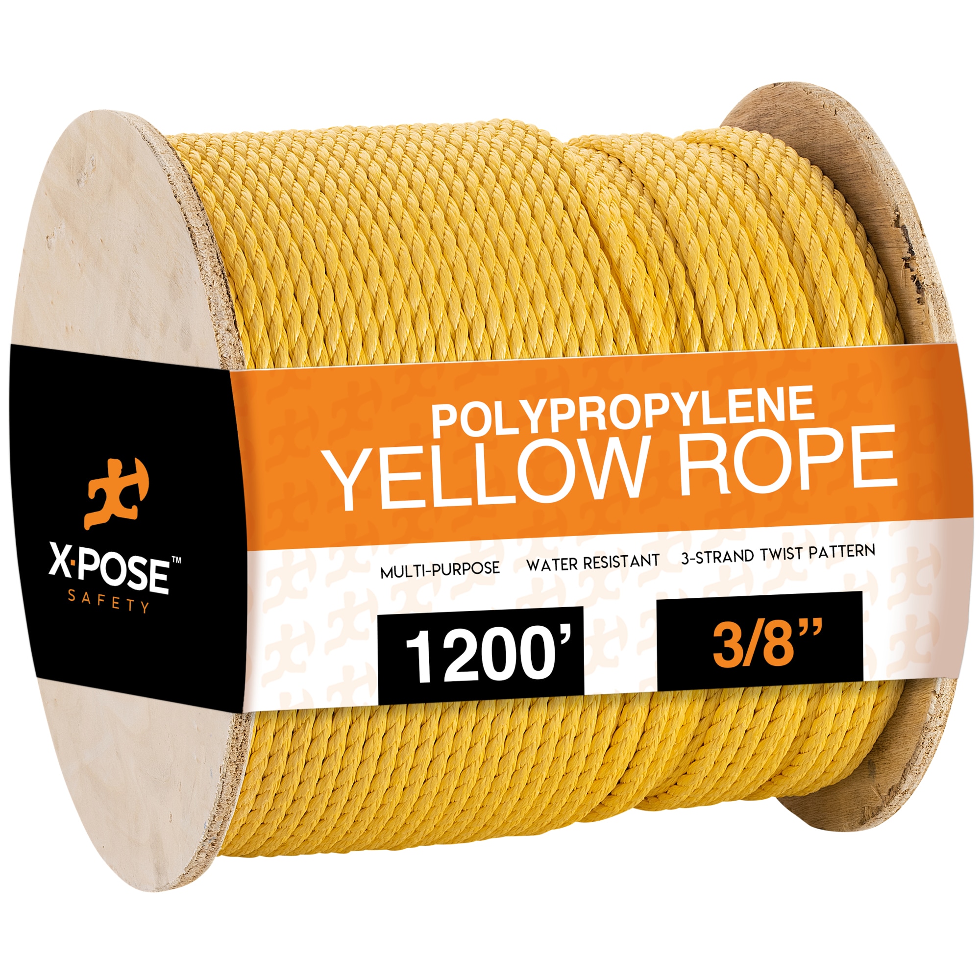 XPOSE SAFETY Yellow Twisted Polypropylene Rope - 3/8 Inch Floating