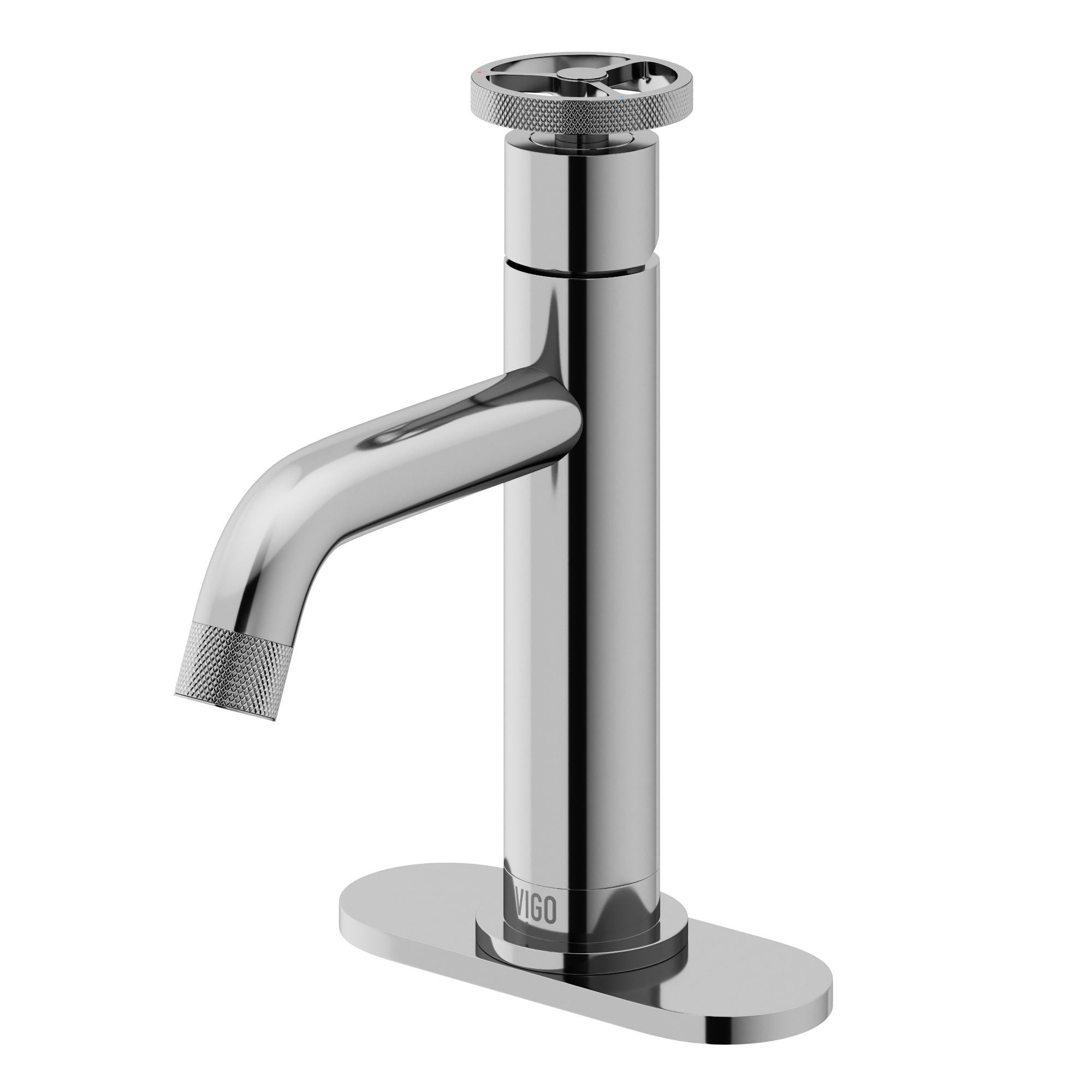 VIGO VG01046CHK1 Cass Chrome Single hole 1-handle WaterSense Low-arc Commercial/Residential Handle Bathroom Sink Faucet with Deck Plate
