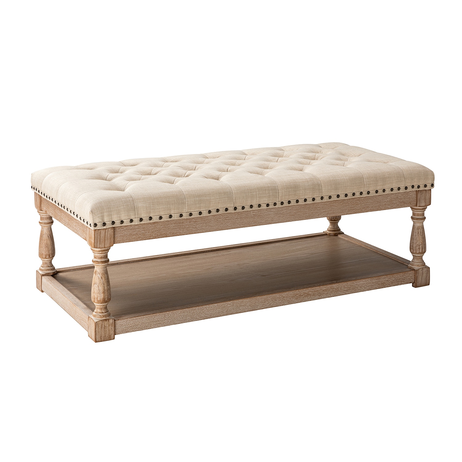 14 Karat Home Jordan Casual LINEN Storage Ottoman