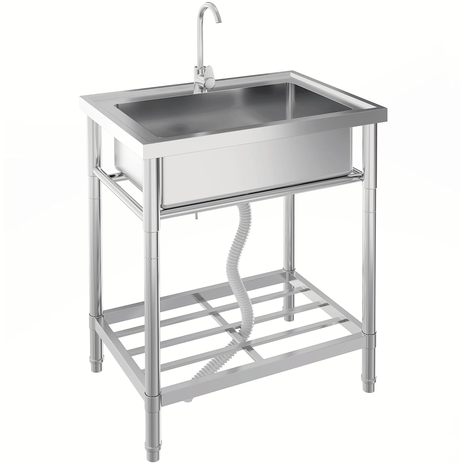GAOMON 28x20in Commercial Stainless Steel Utility Sink Freestanding with Faucet Hotx