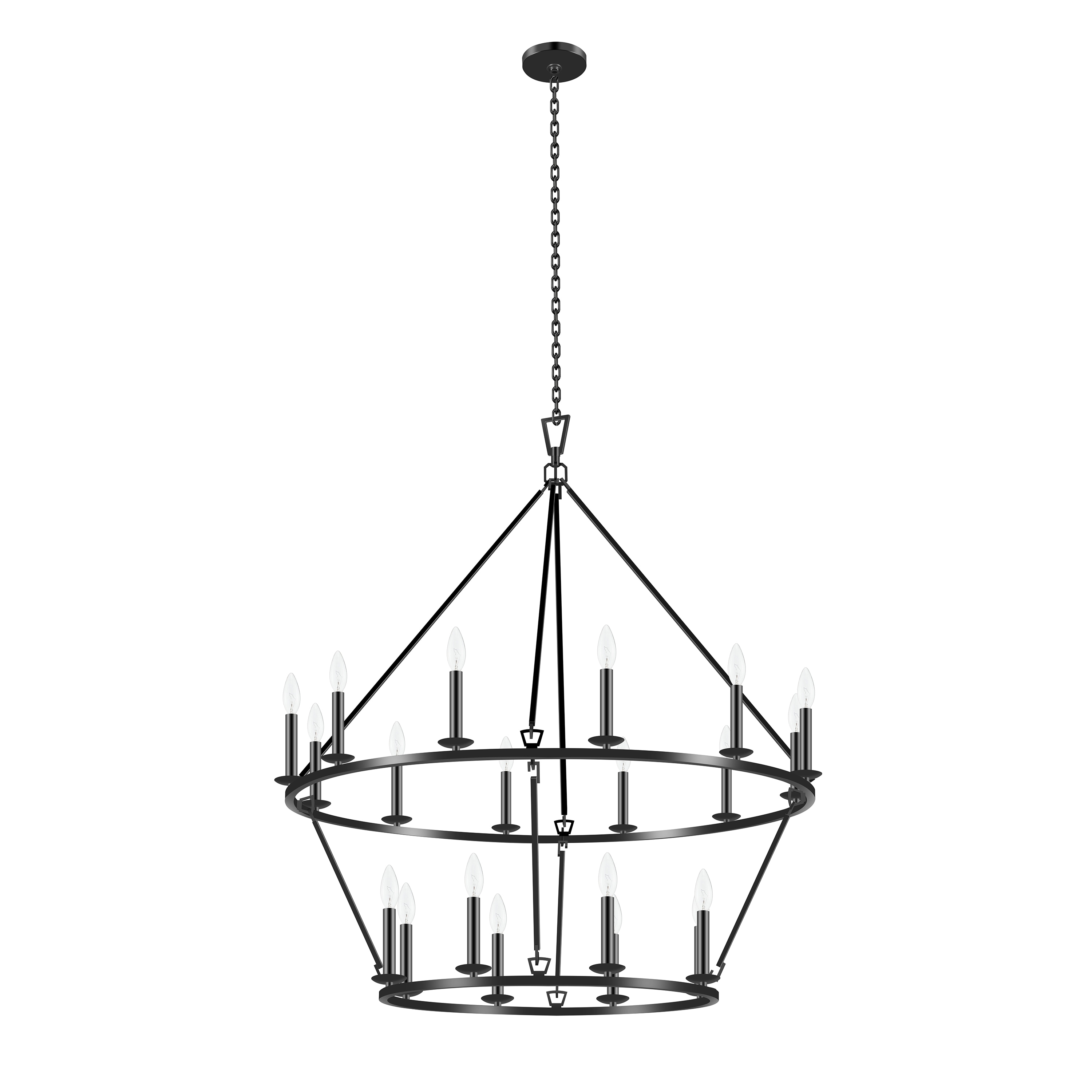 KAWOTI 21191 20 -Light Matte Black Industrial For Use in Bedrooms, Dining Rooms, Foyers, Kitchens, Living Rooms Chandelier