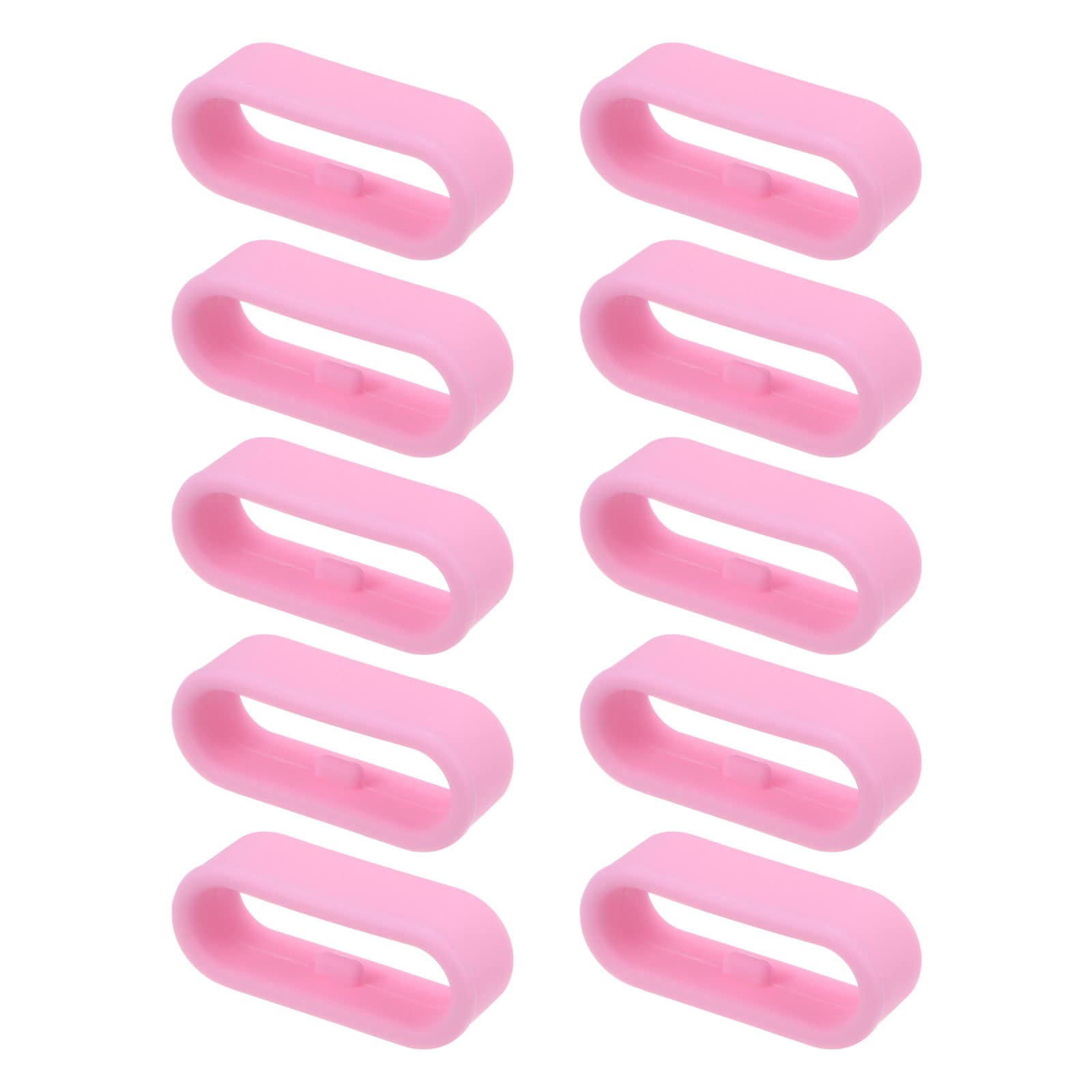 Harfington 10pcs Watch Band Strap Loops Silicone Replacement Fastener Rings Silicone Watch Holder Keeper for 18mm Width Watch Band Pink