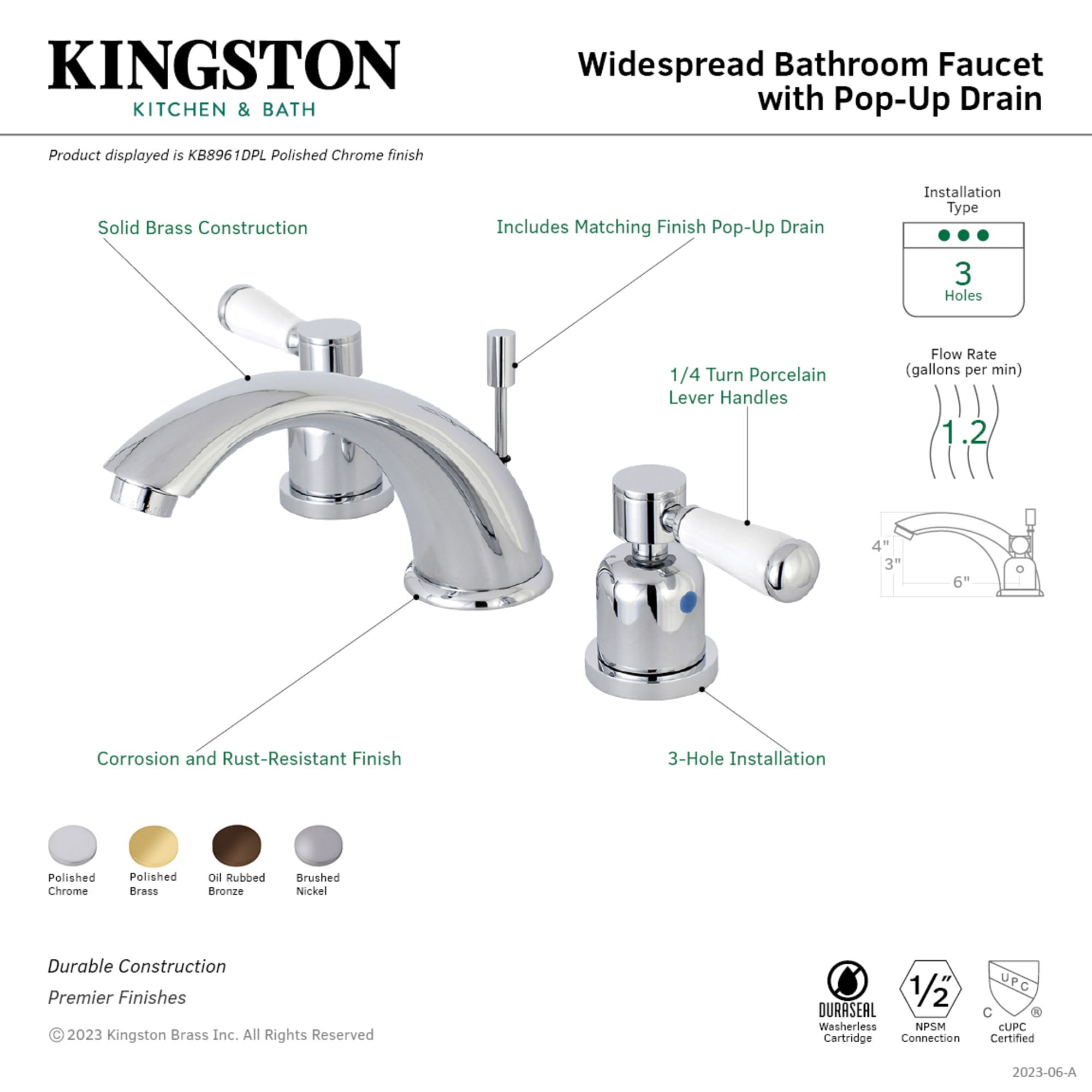 Kingston Brass WLKB8962DPL Lavatory-Faucets - View #3