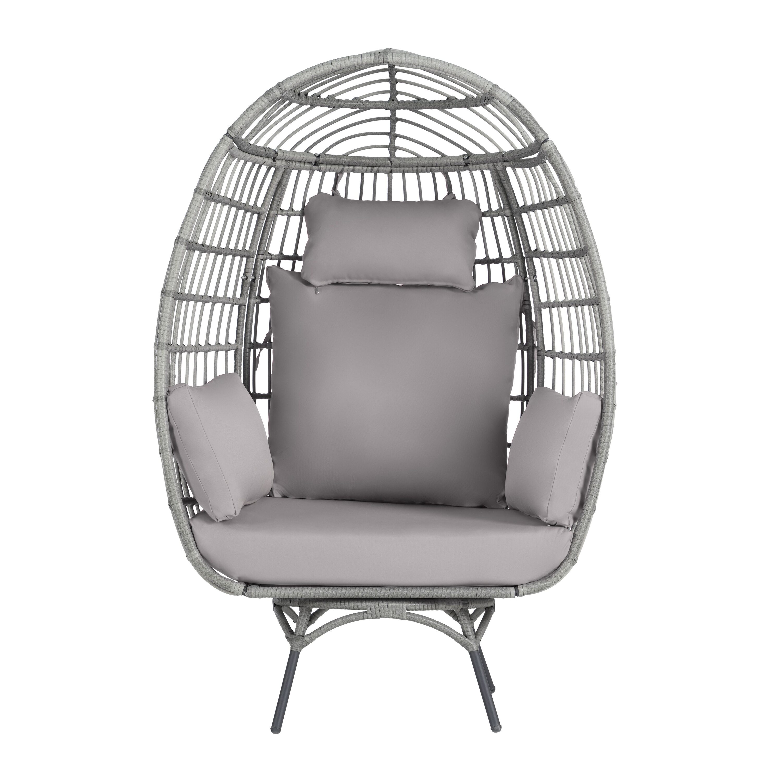 SANSTAR Patio Chairs Wicker Gray Wicker Frame Spring Motion Egg Chair ...