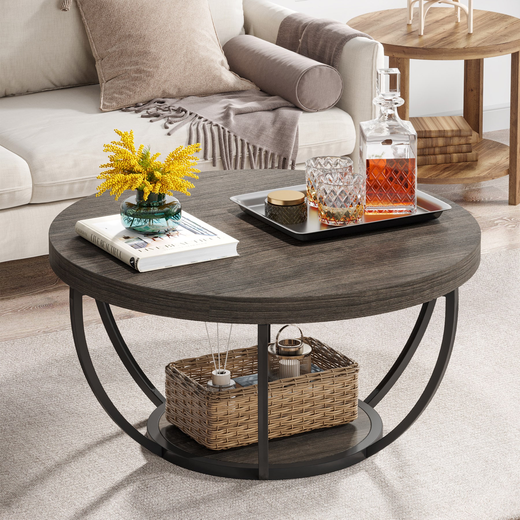 Tribesigns Coffee table Gray MDF Farmhouse Coffee Table #LWFD-NY191